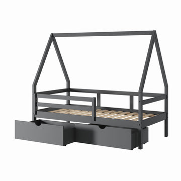  Donco Trading Company A-Frame 2310-TDG_505-DG Modern Twin House Bed with Drawers - Dark Grey IMAGE 1