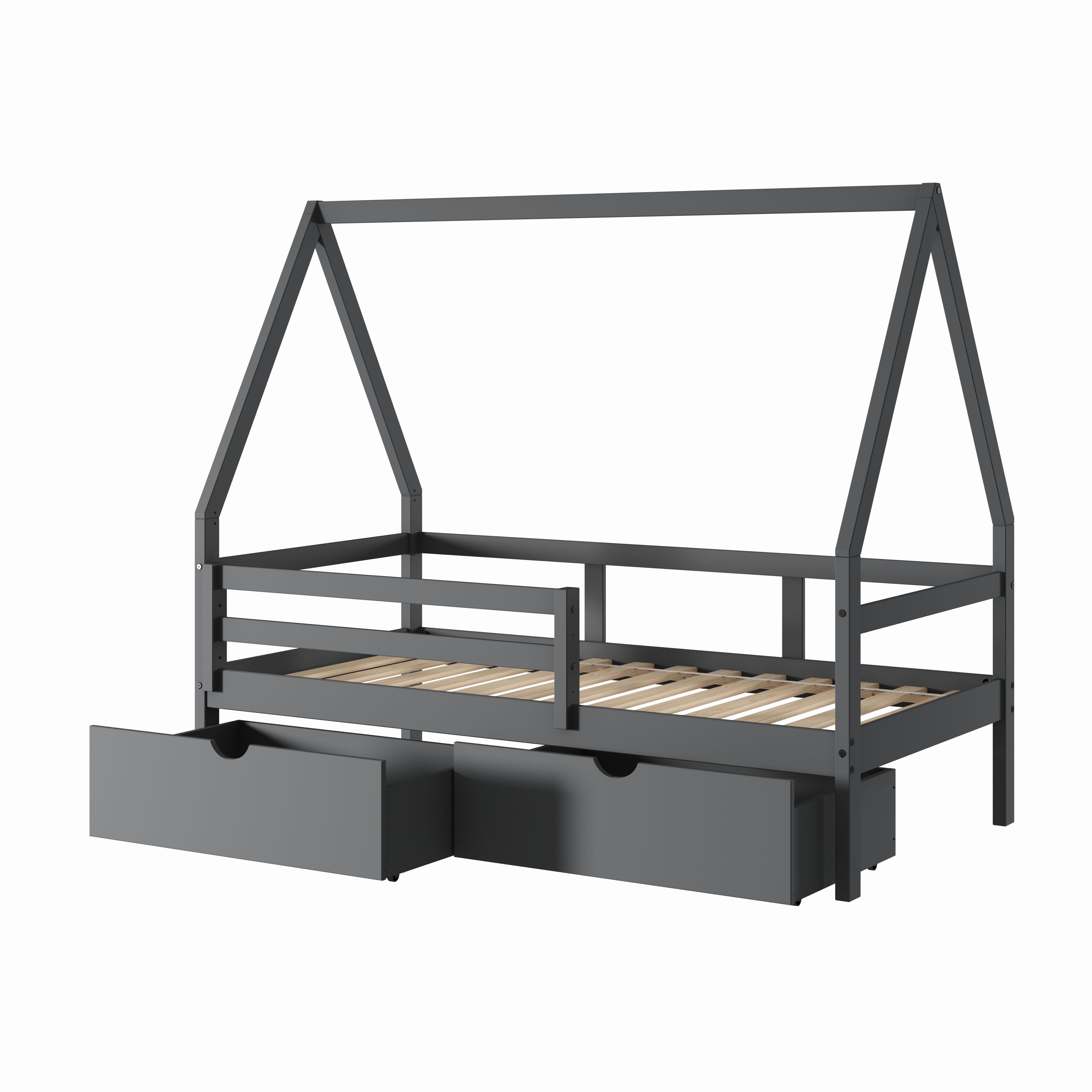  Donco Trading Company A-Frame 2310-TDG_505-DG Modern Twin House Bed with Drawers - Dark Grey IMAGE 1