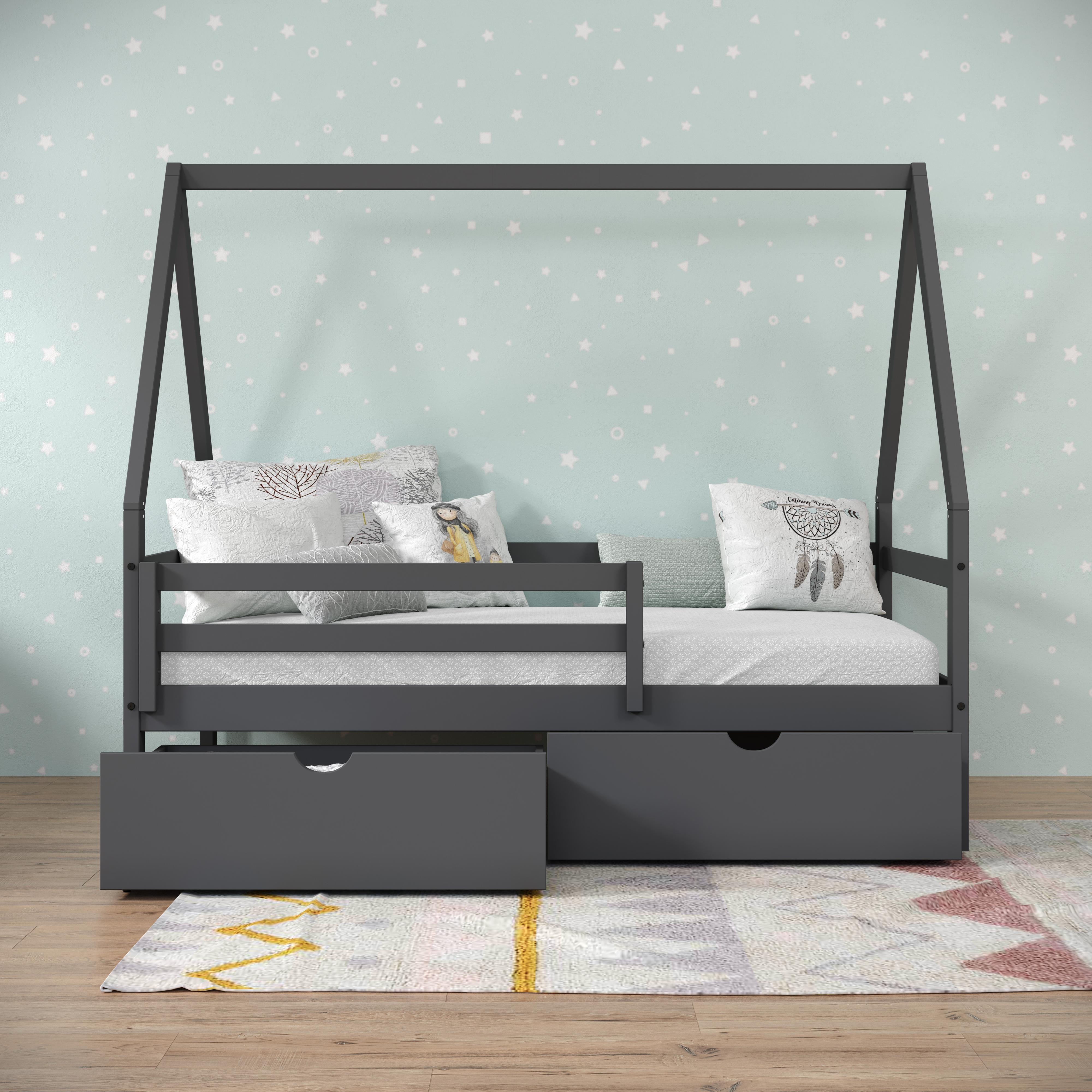  Donco Trading Company A-Frame 2310-TDG_505-DG Modern Twin House Bed with Drawers - Dark Grey IMAGE 5