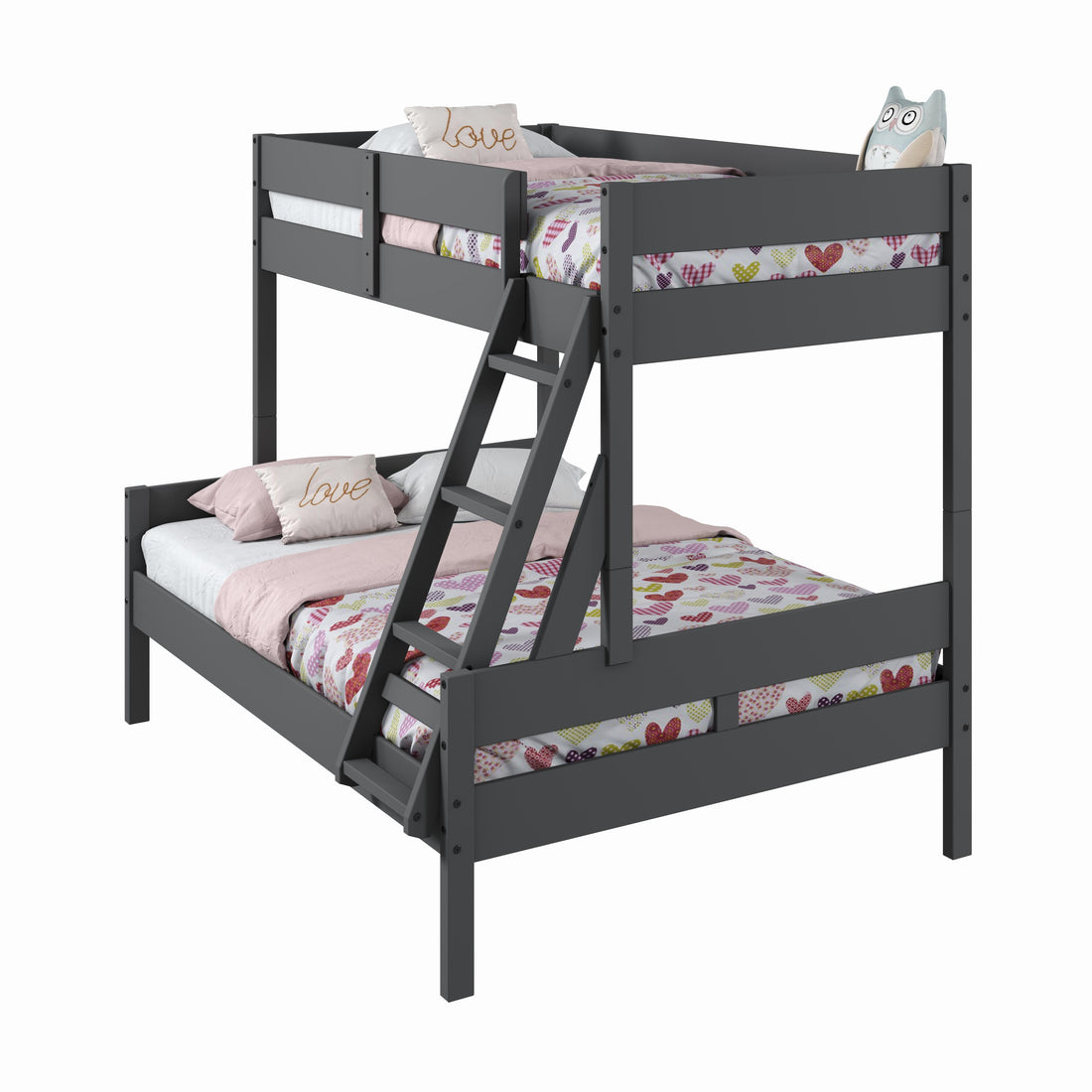 Donco Trading Company 2316-TFDG Low Board Panel Twin over Full Bunkbed - Dark Grey IMAGE 1