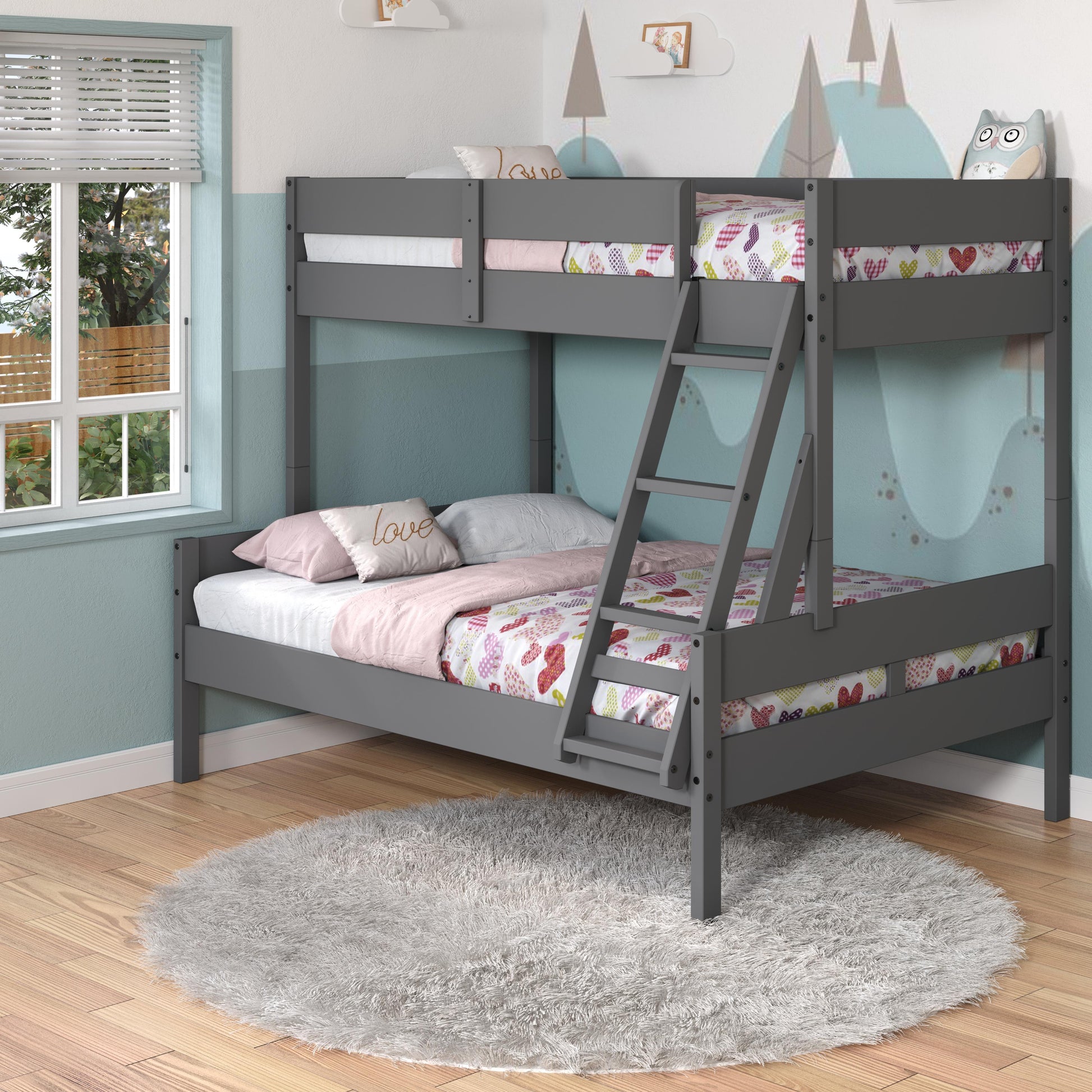  Donco Trading Company 2316-TFDG Low Board Panel Twin over Full Bunkbed - Dark Grey IMAGE 5
