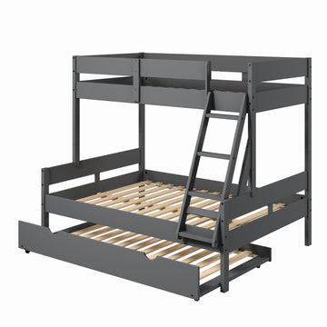  Donco Trading Company 2316-TFDG_503-DG Low Board Panel Twin over Full Bunkbed with Twin Trundle - Dark Grey IMAGE 1