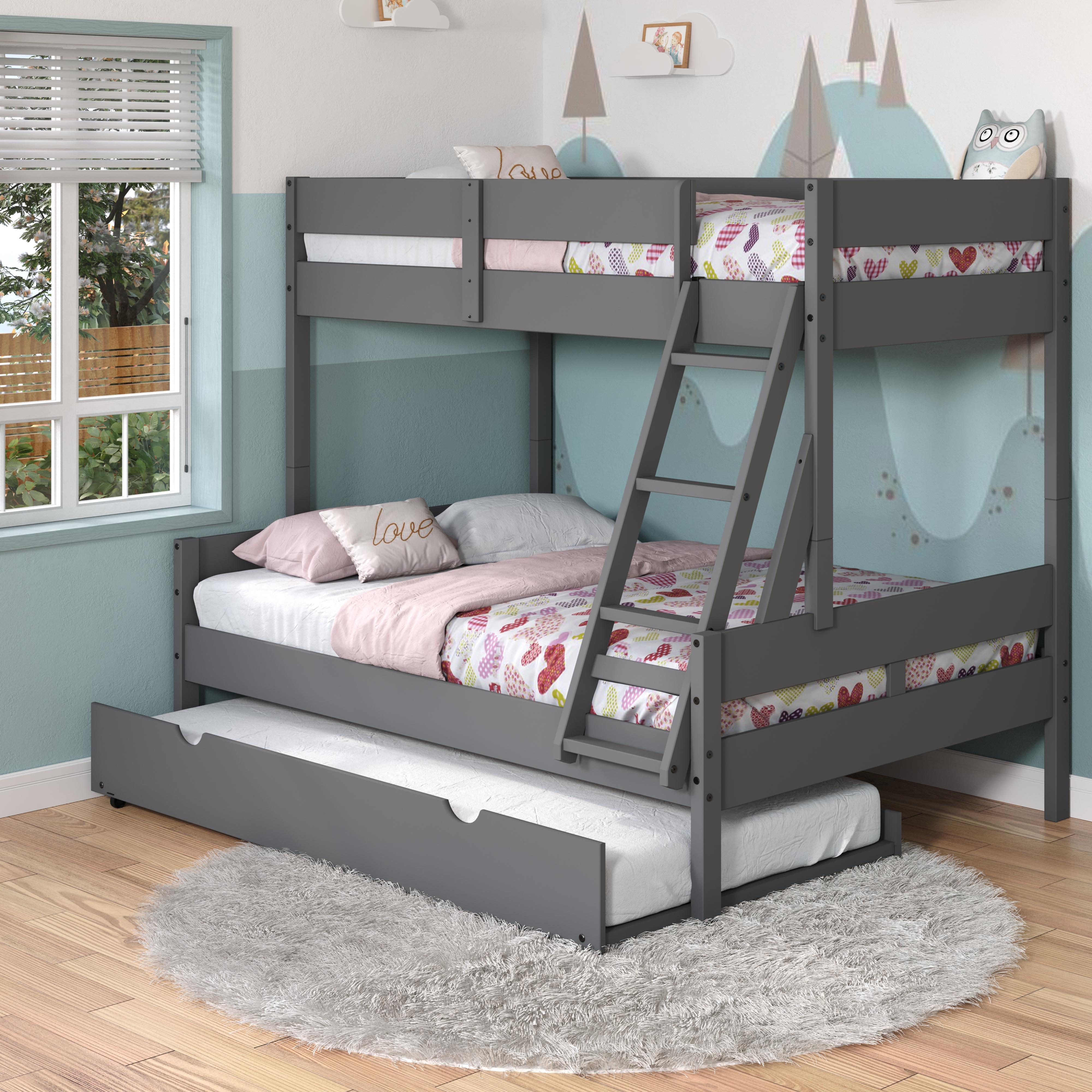  Donco Trading Company 2316-TFDG_503-DG Low Board Panel Twin over Full Bunkbed with Twin Trundle - Dark Grey IMAGE 6