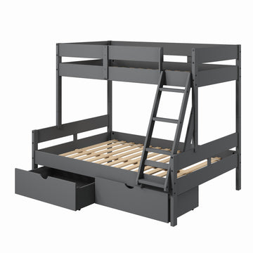  Donco Trading Company 2316-TFDG_505-DG Low Board Panel Twin over Full Bunkbed with Drawers - Dark Grey IMAGE 1