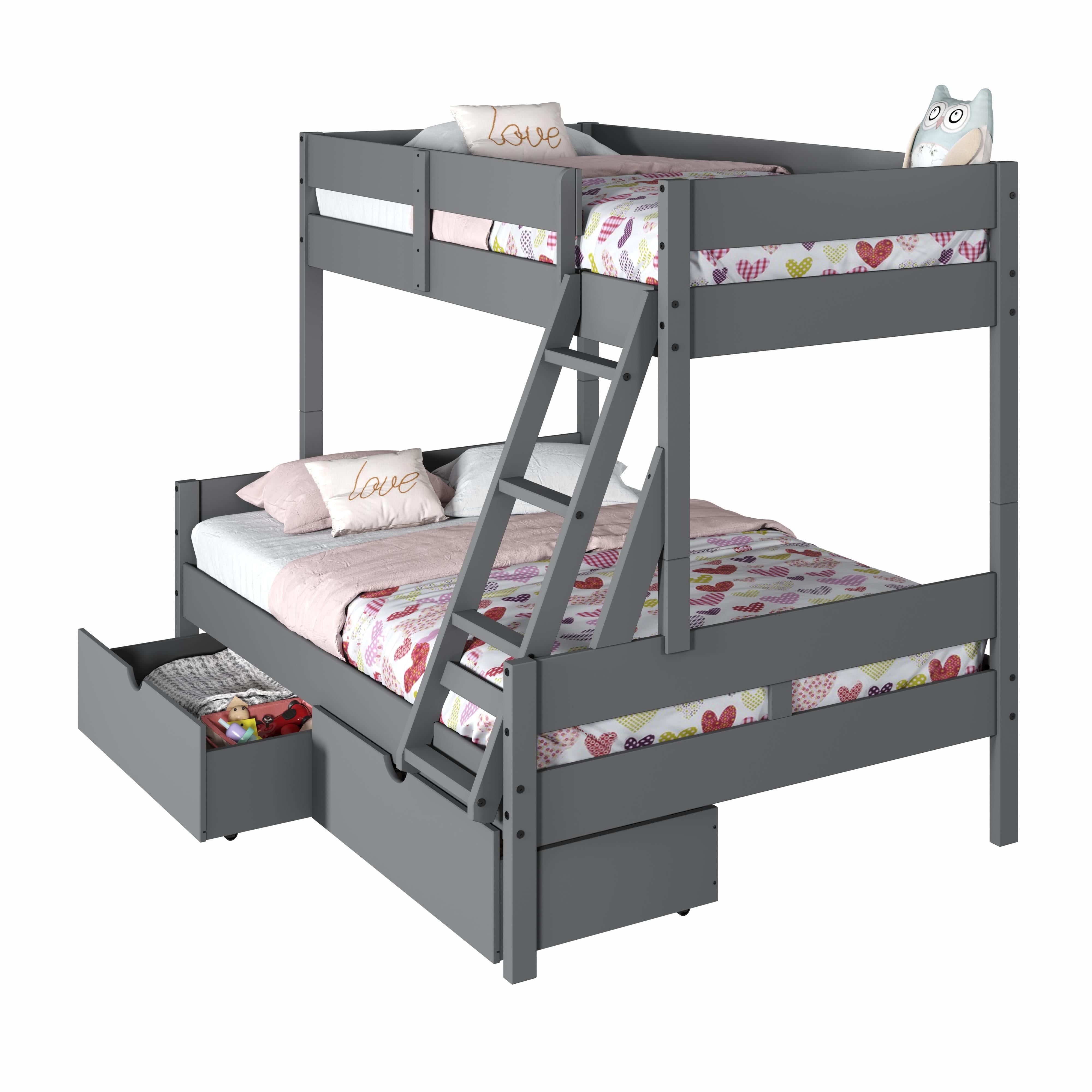  Donco Trading Company 2316-TFDG_505-DG Low Board Panel Twin over Full Bunkbed with Drawers - Dark Grey IMAGE 2