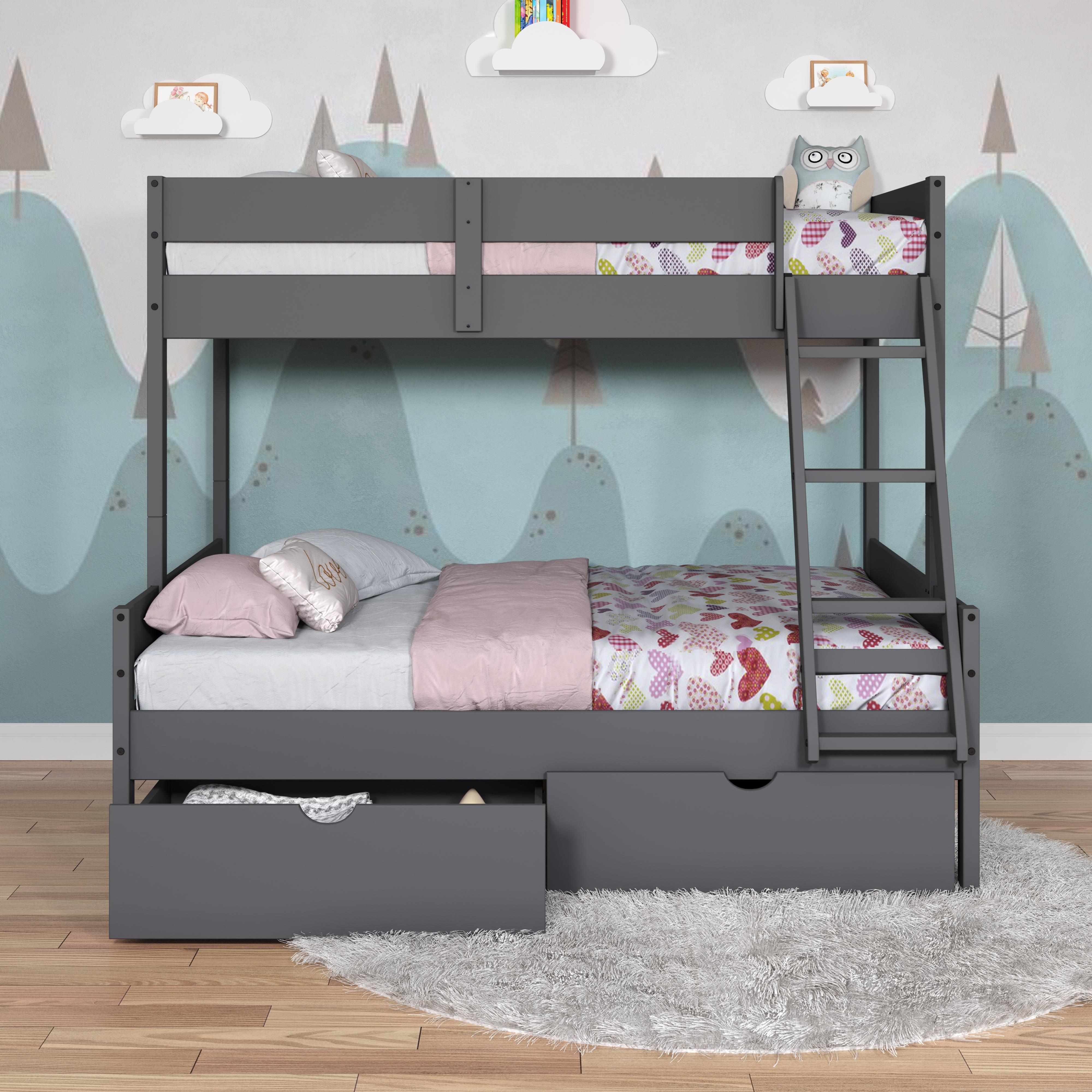  Donco Trading Company 2316-TFDG_505-DG Low Board Panel Twin over Full Bunkbed with Drawers - Dark Grey IMAGE 5
