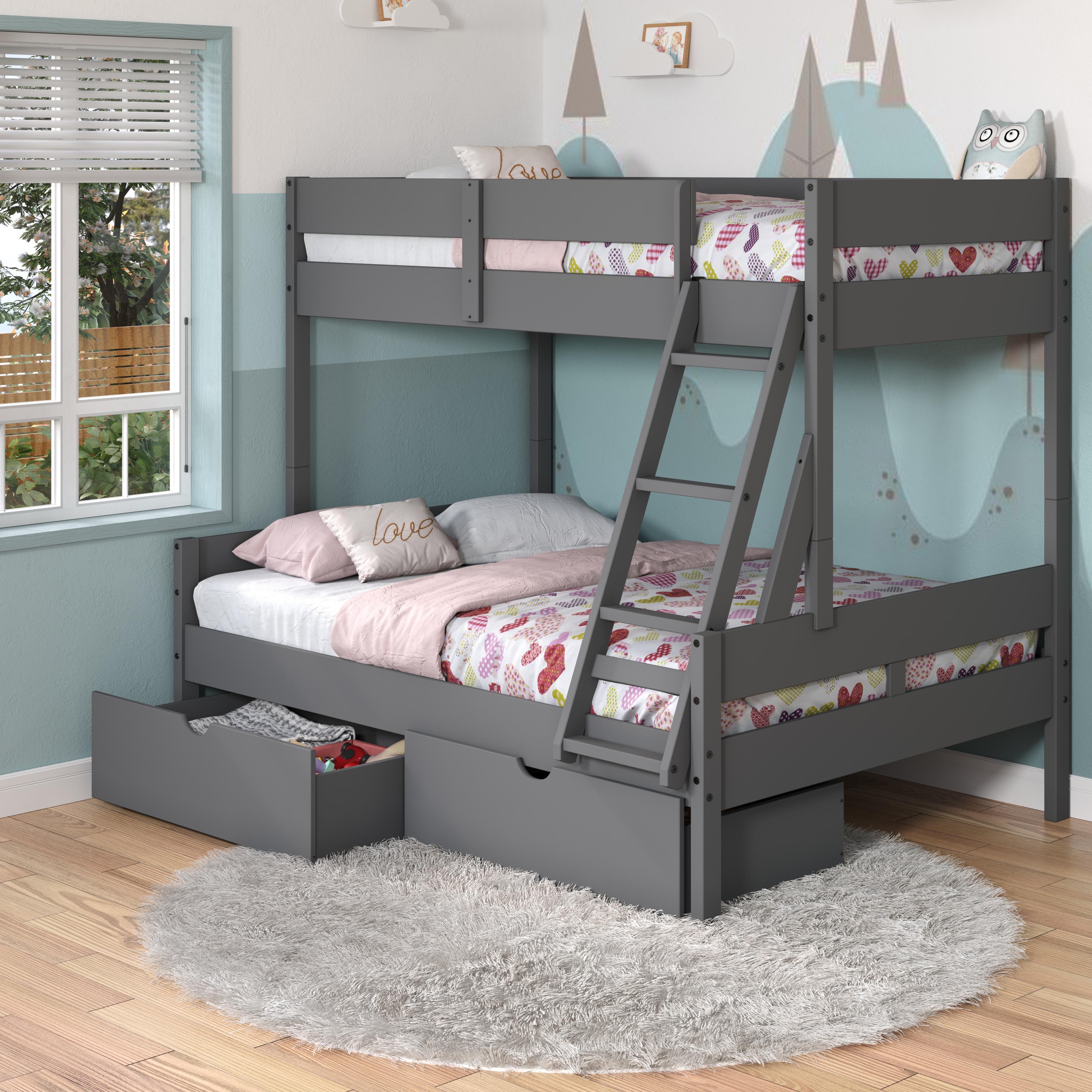  Donco Trading Company 2316-TFDG_505-DG Low Board Panel Twin over Full Bunkbed with Drawers - Dark Grey IMAGE 6