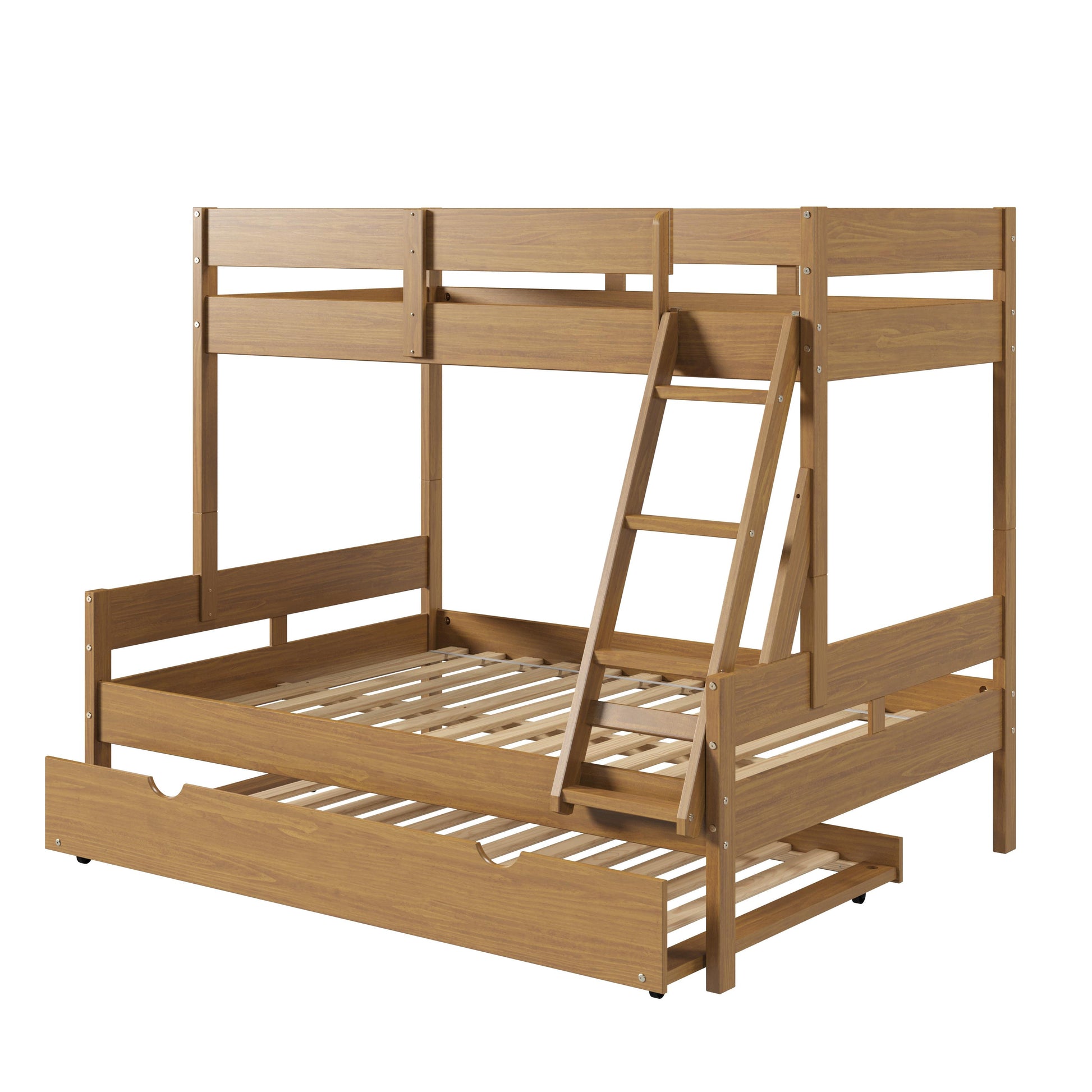  Donco Trading Company 2316-TFUO_503-UO Low Board Twin over Full Panel Bunkbed with Twin Trundle - Urban Oak IMAGE 2