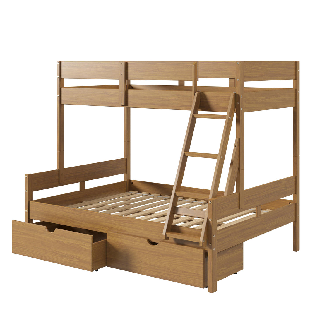  Donco Trading Company 2316-TFUO_505-UO Low Board Twin over Full Panel Bunkbed with Drawers - Urban Oak IMAGE 1