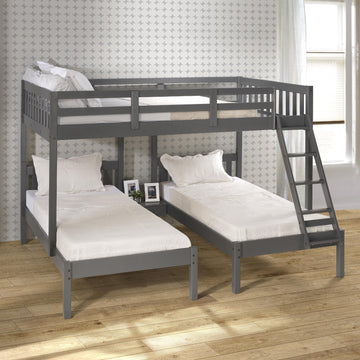  Donco Trading Company Treble Mission 2332-FTTDG Full over Two Twin Bunkbed - Dark Grey IMAGE 1