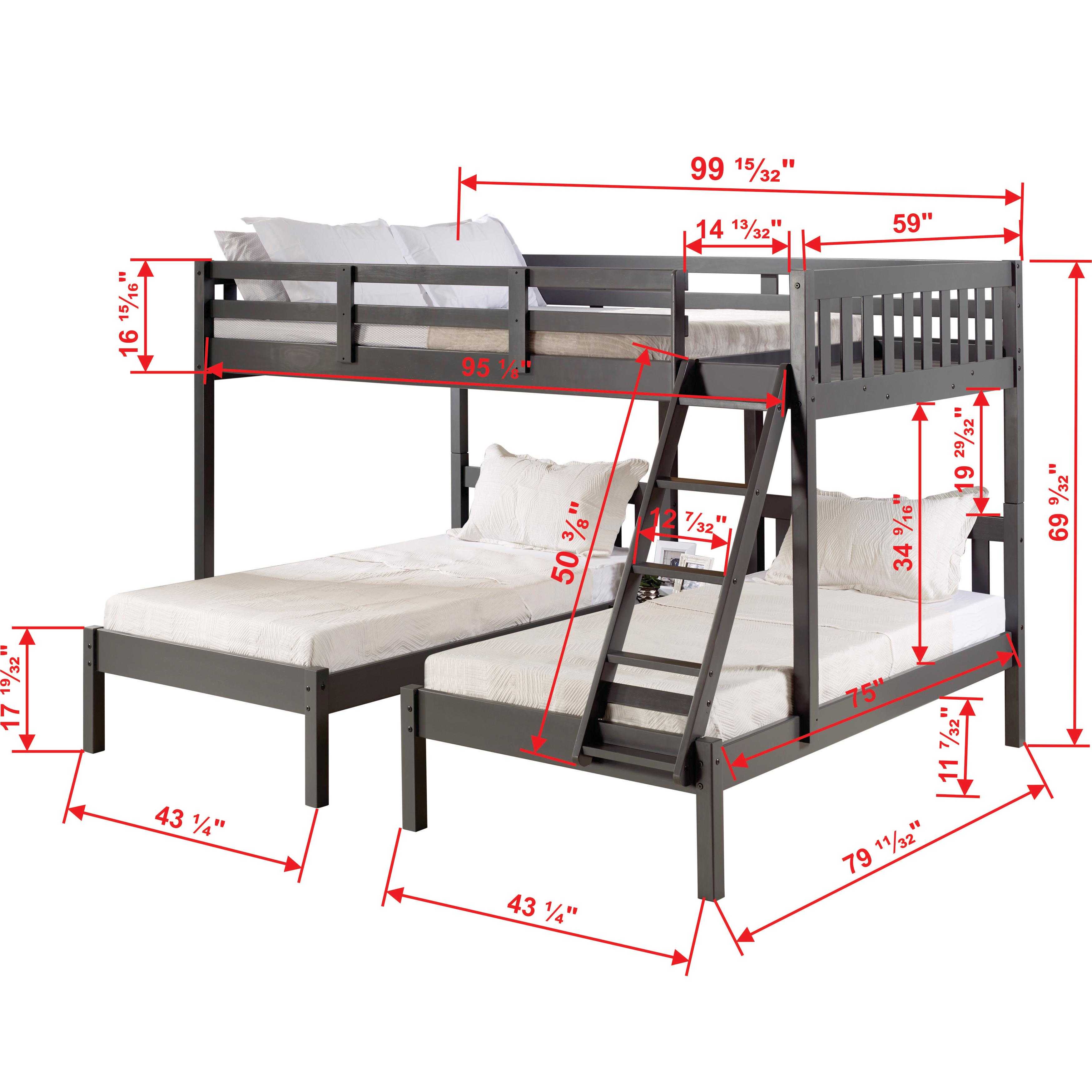  Donco Trading Company Treble Mission 2332-FTTDG Full over Two Twin Bunkbed - Dark Grey IMAGE 5