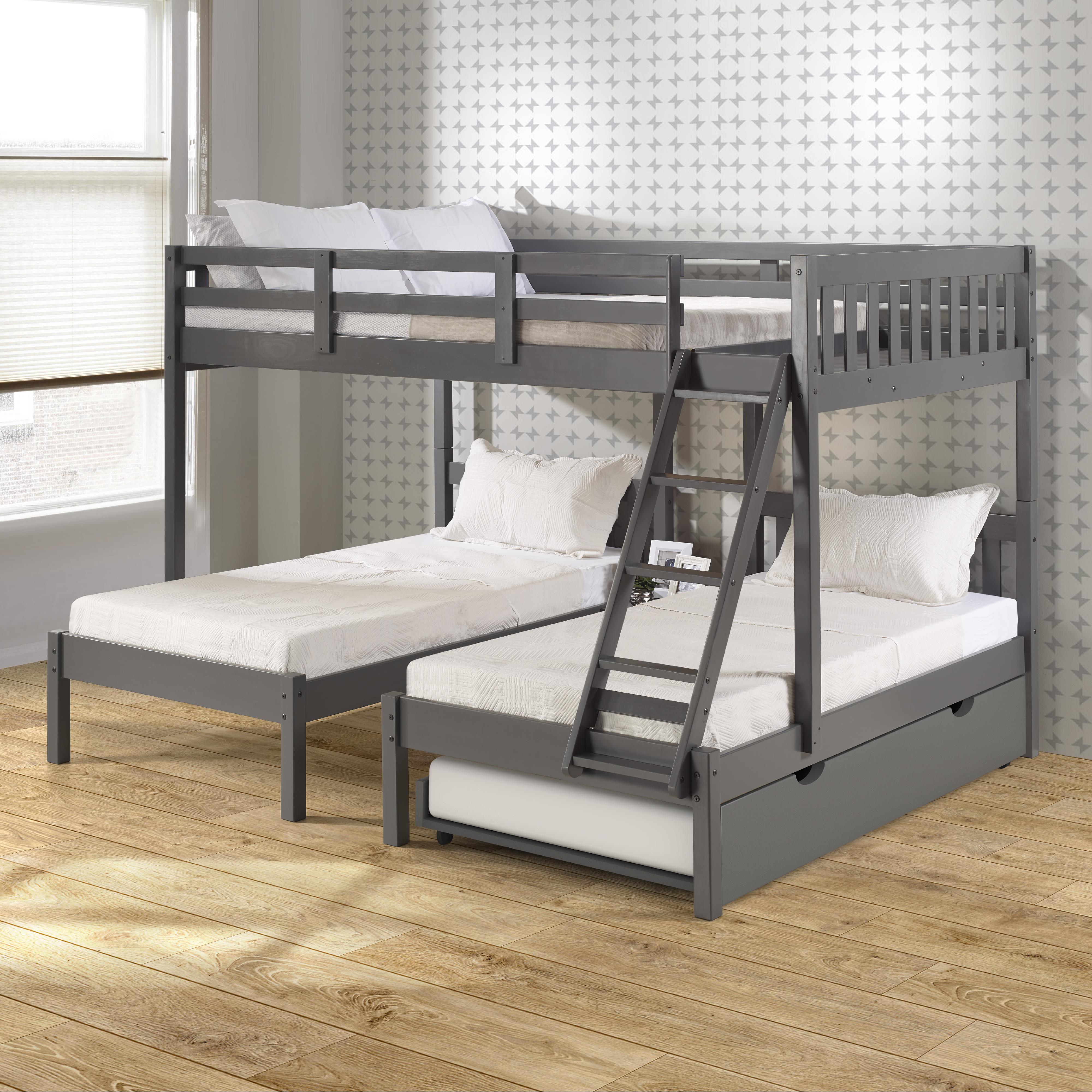  Donco Trading Company Treble Mission 2332-FTTDG_503-DG Full over Two Twin Bunkbed with Twin Trundle - Dark Grey IMAGE 3