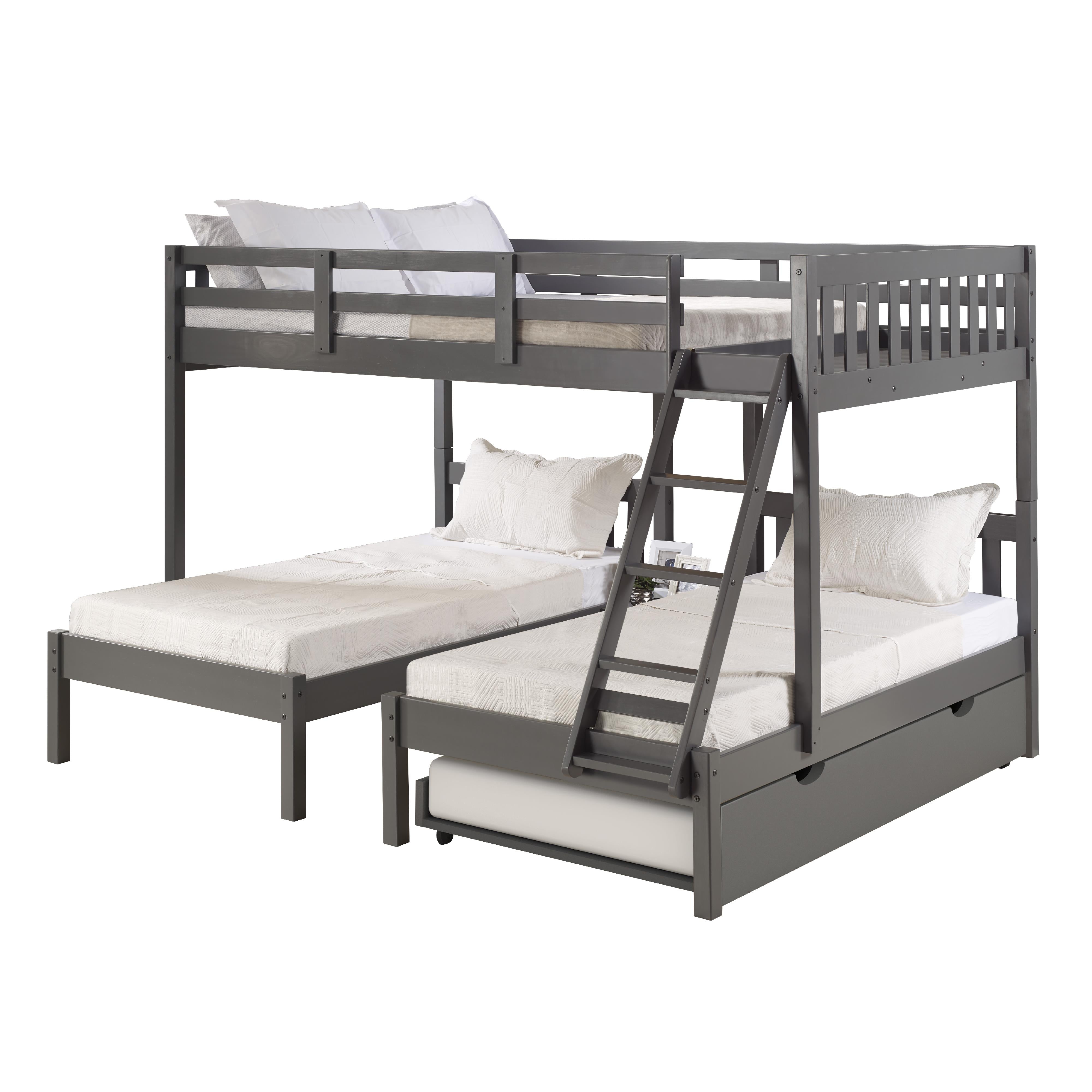  Donco Trading Company Treble Mission 2332-FTTDG_503-DG Full over Two Twin Bunkbed with Twin Trundle - Dark Grey IMAGE 4