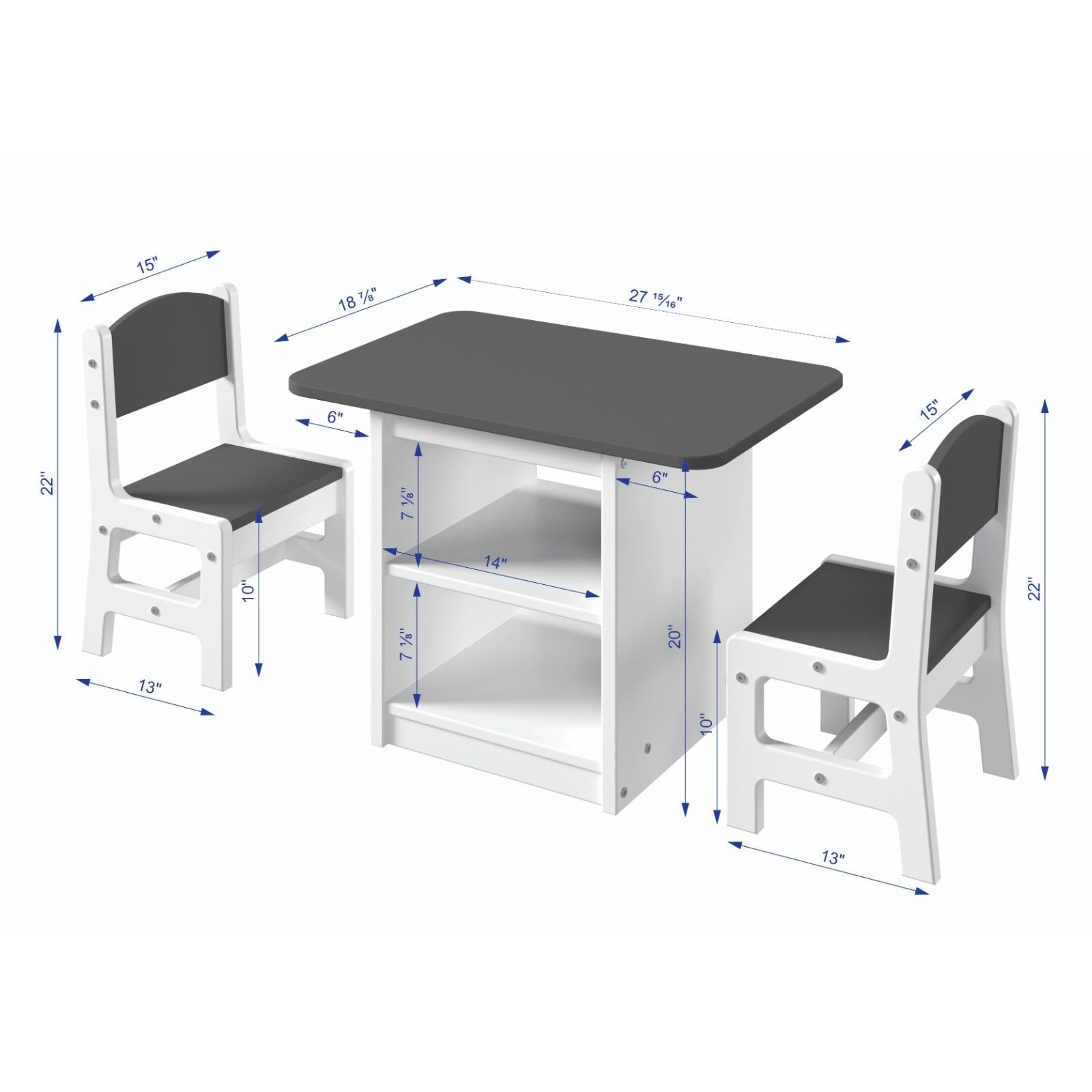  Donco Trading Company Art & Play 2453-W Chalkboard Table with Two Chairs Set - White IMAGE 1