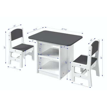  Donco Trading Company Art & Play 2453-W Chalkboard Table with Two Chairs Set - White IMAGE 1