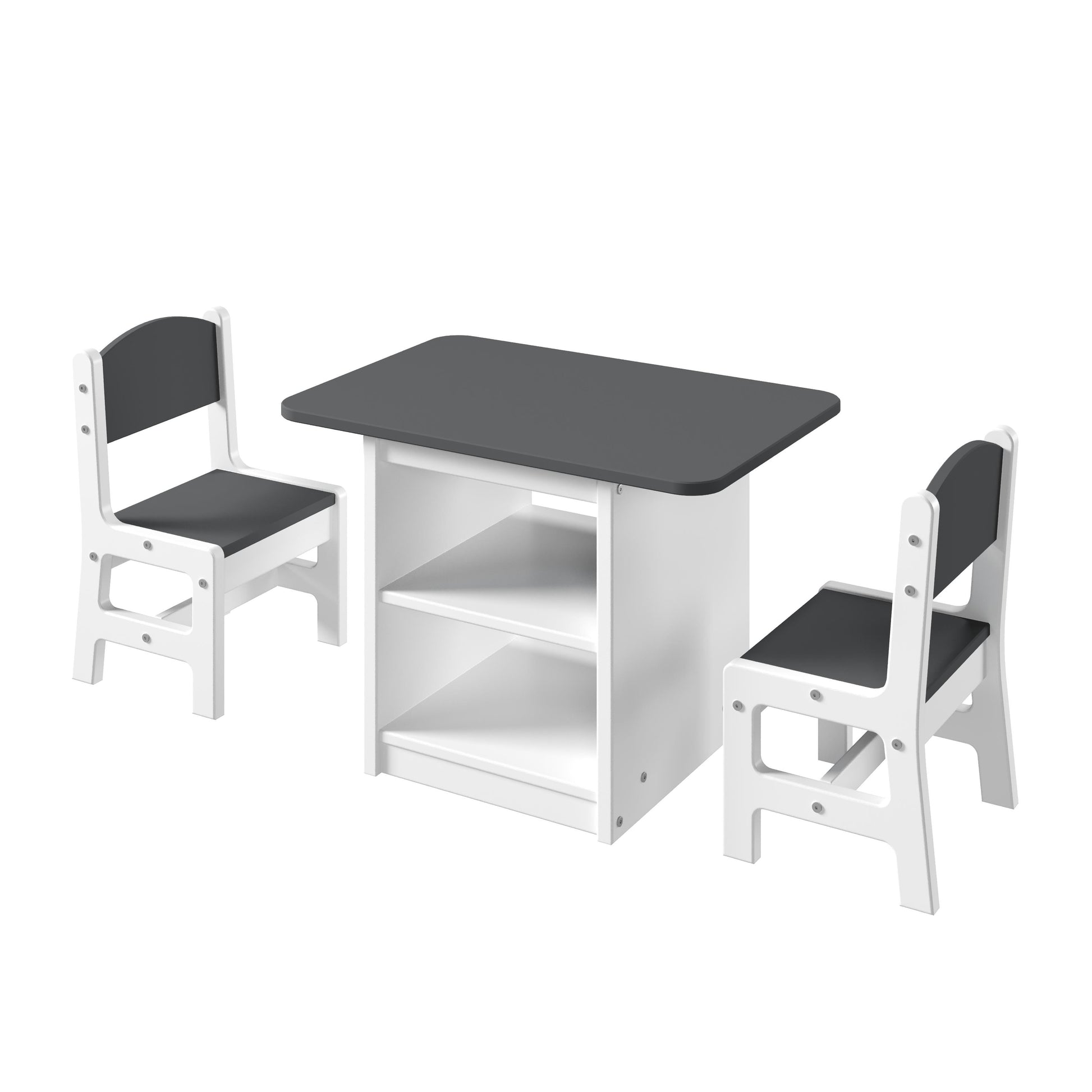  Donco Trading Company Art & Play 2453-W Chalkboard Table with Two Chairs Set - White IMAGE 4