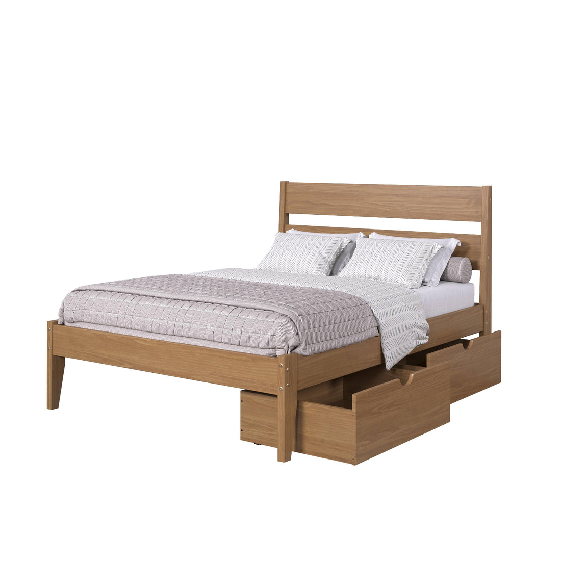  Donco Trading Company 2545-FUO_505-UO Low Board Full Platform Bed with Drawers - Urban Oak IMAGE 1