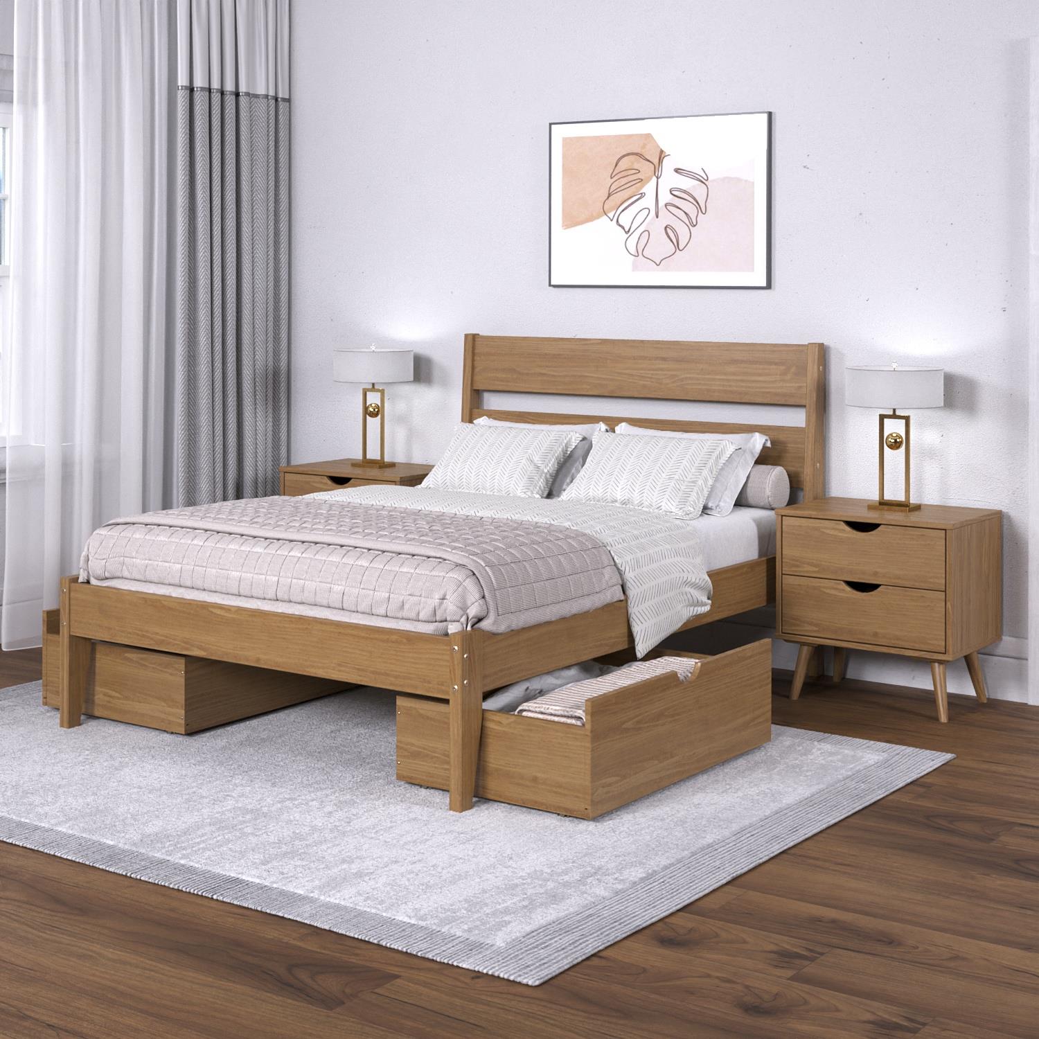  Donco Trading Company 2545-FUO_505-UO Low Board Full Platform Bed with Drawers - Urban Oak IMAGE 4