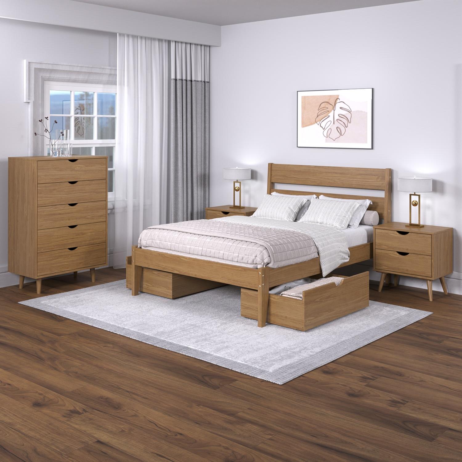  Donco Trading Company 2545-FUO_505-UO Low Board Full Platform Bed with Drawers - Urban Oak IMAGE 5