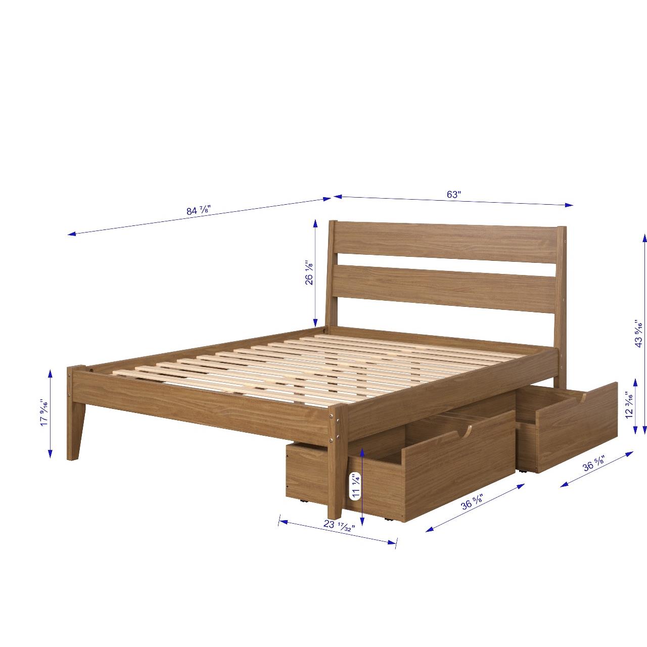  Donco Trading Company 2545-QUO_505-UO Low Board Queen Platform Bed with Drawers - Urban Oak IMAGE 1