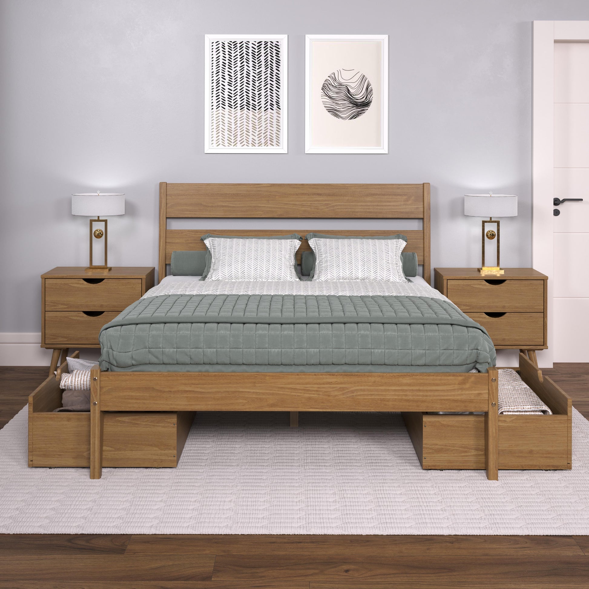  Donco Trading Company 2545-QUO_505-UO Low Board Queen Platform Bed with Drawers - Urban Oak IMAGE 6