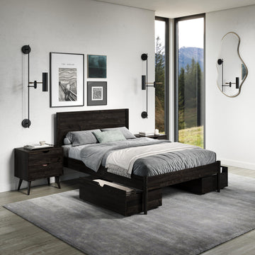  Donco Trading Company Mid Center 2578-QUWL_505-UWL Queen Platform Bed with Drawers - Urban Walnut IMAGE 1
