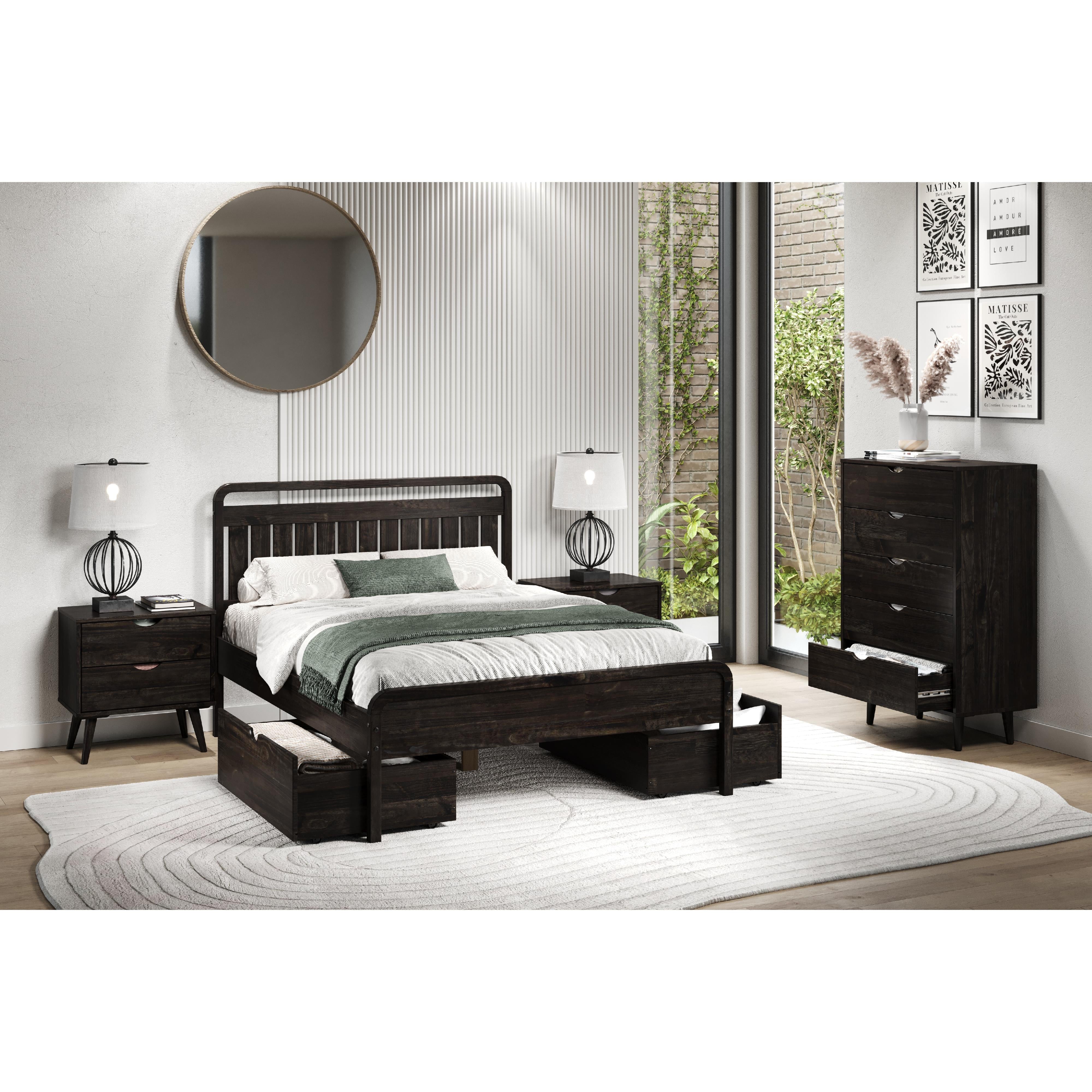  Donco Trading Company 2735-FUWL_505-UWL Full Platform Bed with Drawers - Urban Walnut IMAGE 1
