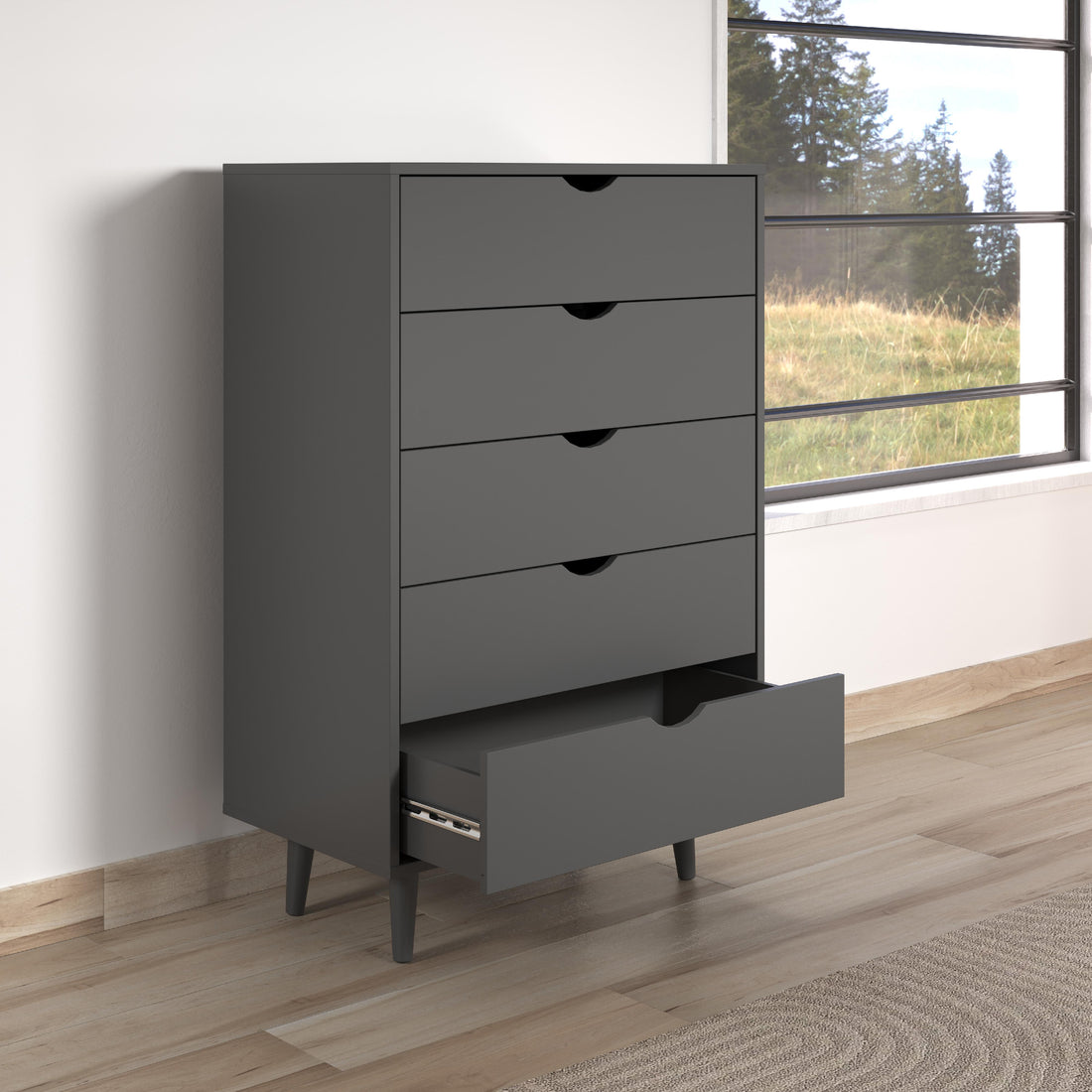  Donco Trading Company 2743-DG 5 Drawer Chest - Dark Grey IMAGE 1