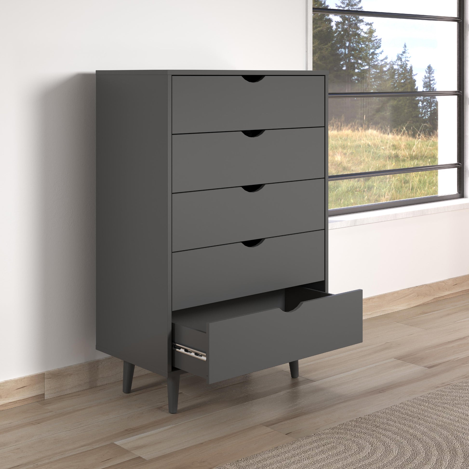  Donco Trading Company 2743-DG 5 Drawer Chest - Dark Grey IMAGE 1