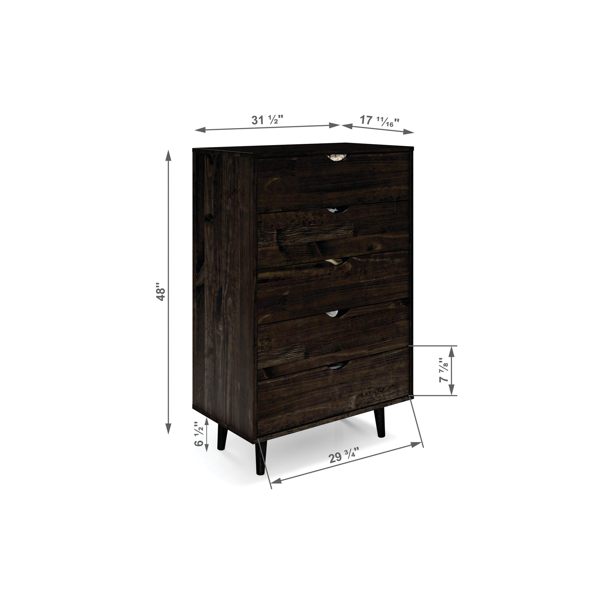  Donco Trading Company 2743-UWL 5 Drawer Chest - Urban Walnut IMAGE 3