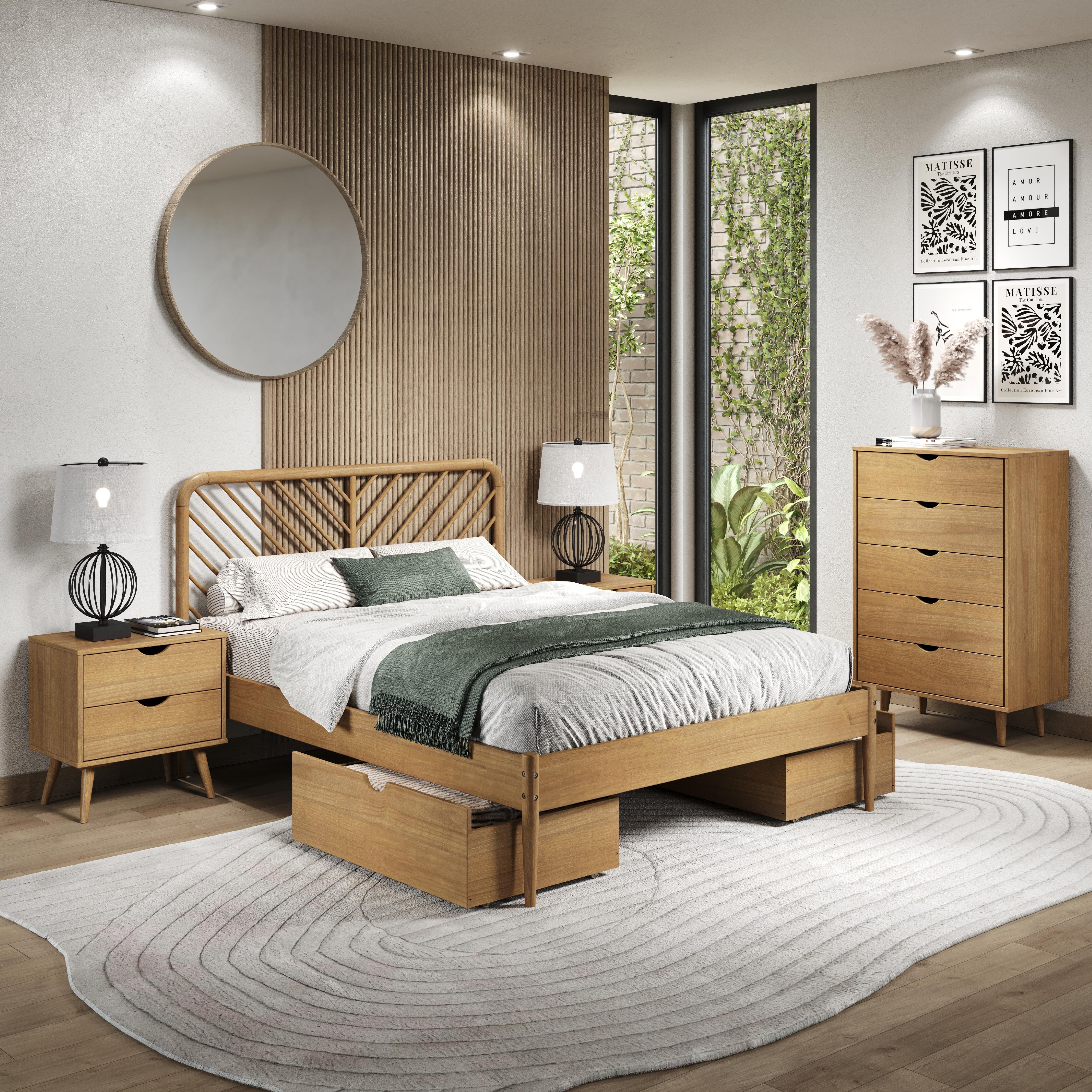  Donco Trading Company 2757-QUO_505-UO Queen Platform Bed with Drawers - Urban Oak IMAGE 1