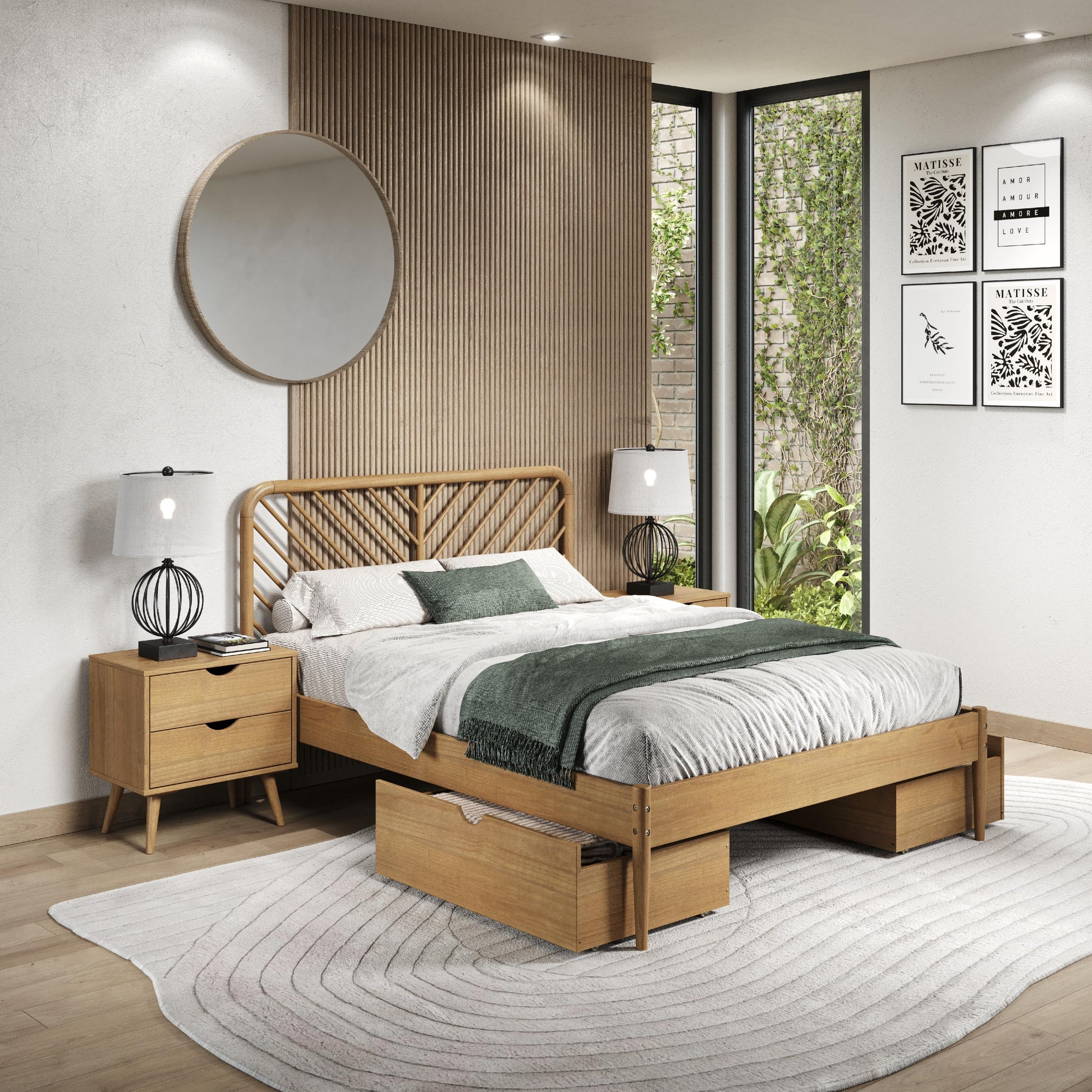  Donco Trading Company 2757-QUO_505-UO Queen Platform Bed with Drawers - Urban Oak IMAGE 2