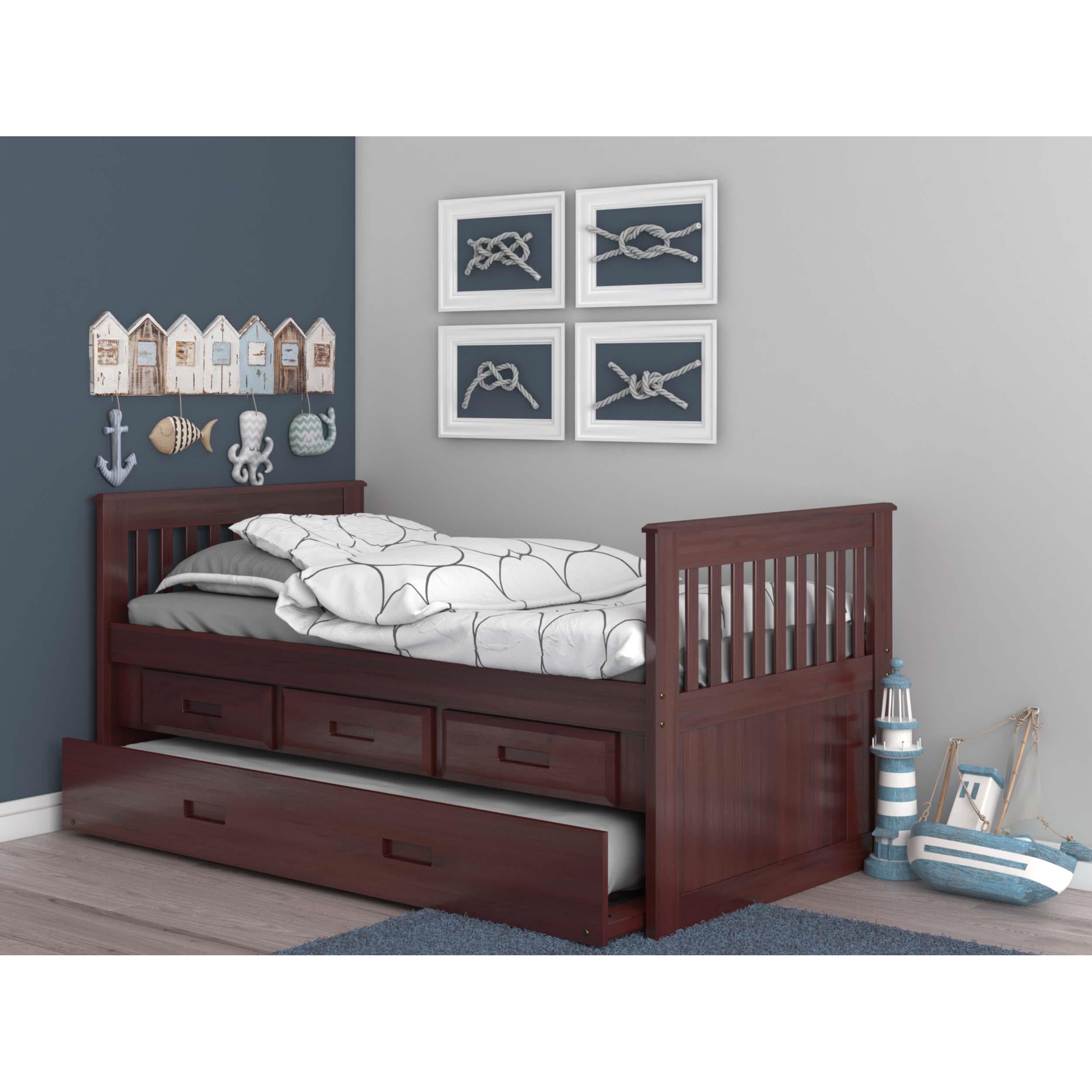  Donco Trading Company Rake Mission 2835-TM_2892-EKT_2890-TM Twin Bed with 3 Underbed Drawers & Twin Trundle - Merlot IMAGE 2