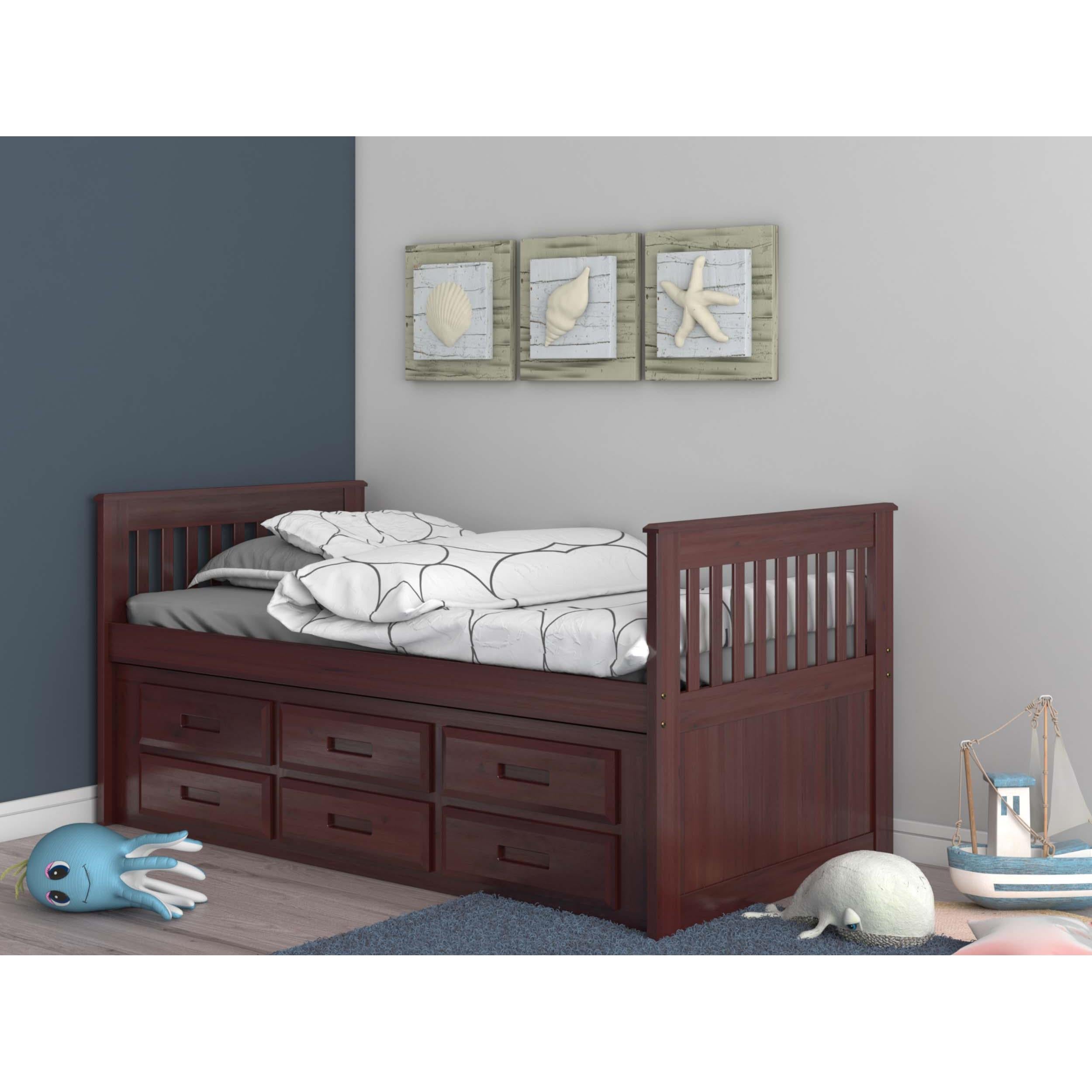  Donco Trading Company 2835-TM_2893-M Twin Mission Rake Bed with 6 Drawer Under Bed Storagemerlot - Merlot IMAGE 2