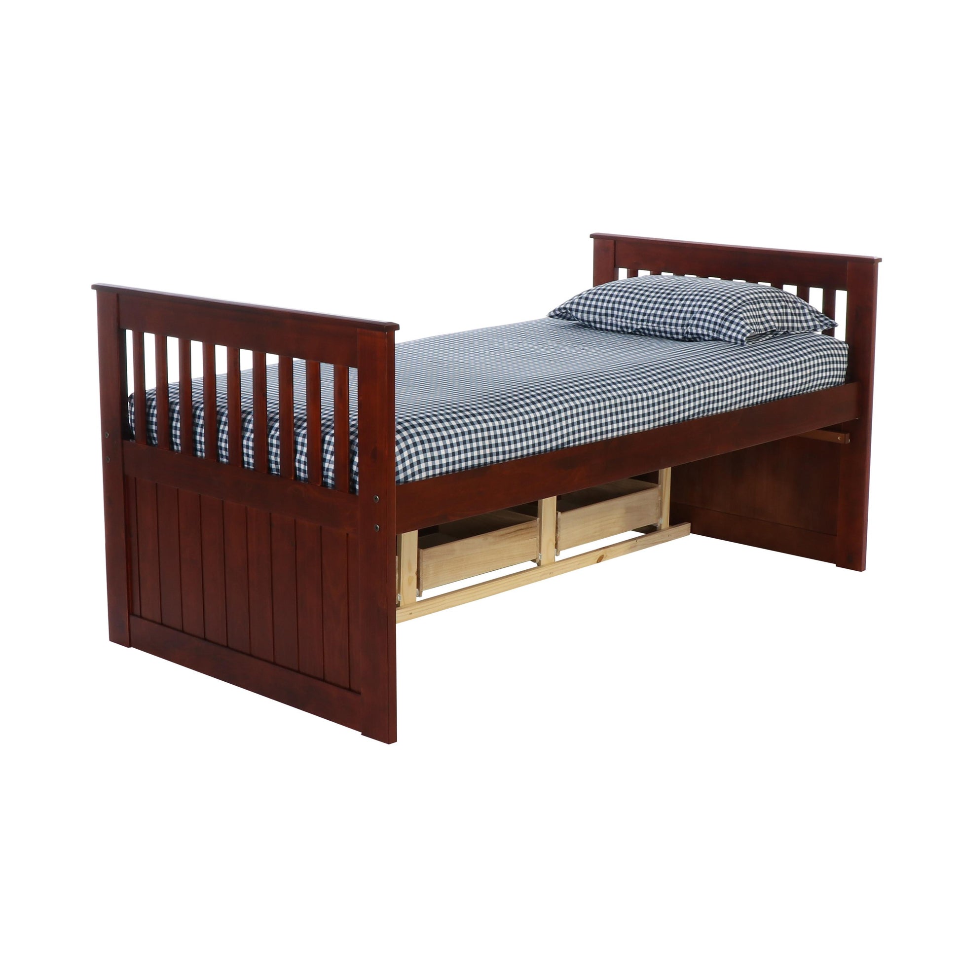  Donco Trading Company 2835-TM_2893-M Twin Mission Rake Bed with 6 Drawer Under Bed Storagemerlot - Merlot IMAGE 3