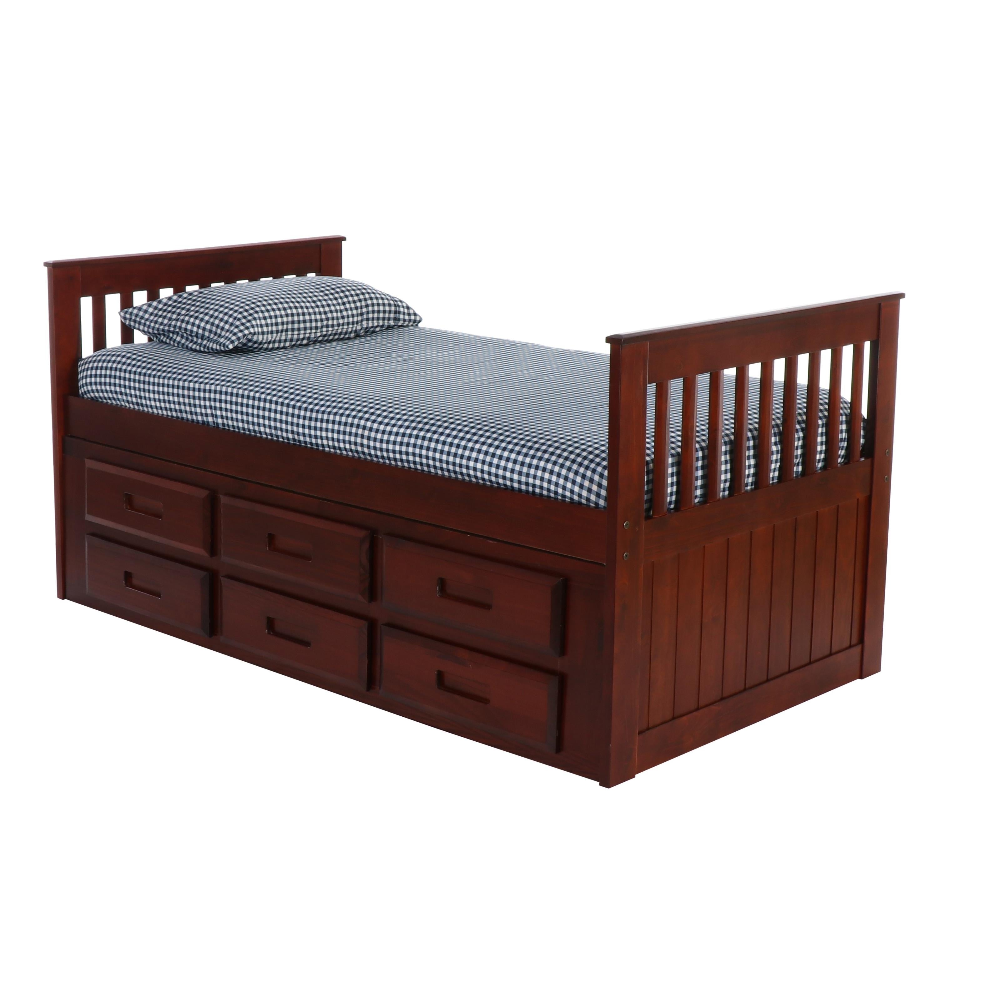  Donco Trading Company 2835-TM_2893-M Twin Mission Rake Bed with 6 Drawer Under Bed Storagemerlot - Merlot IMAGE 4