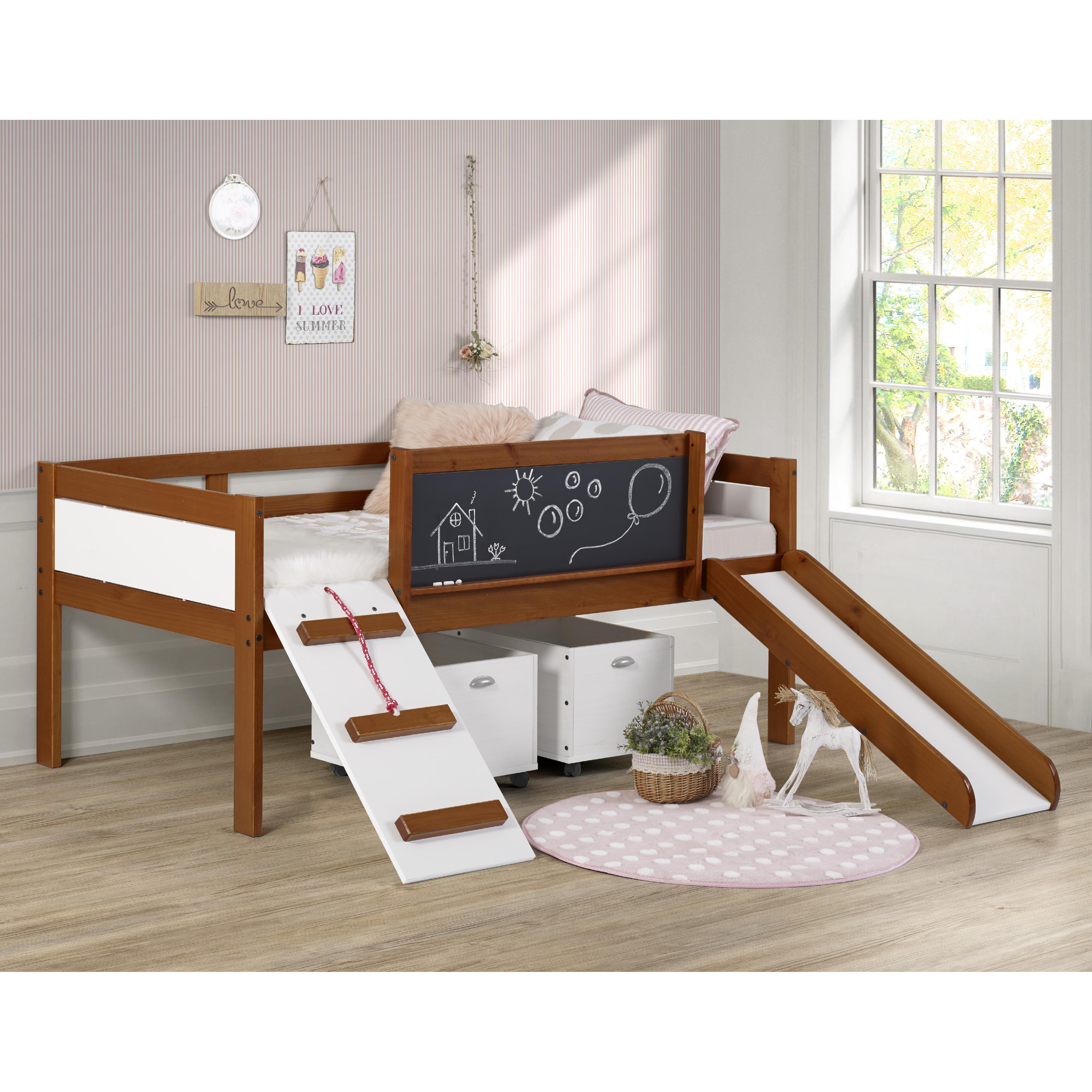  Donco Trading Company Art & Play 3005-TLE_3005C-TLWWDG Novelty Twin Junior Low Loft Bed with Toy Boxes - Dark Espresso IMAGE 1