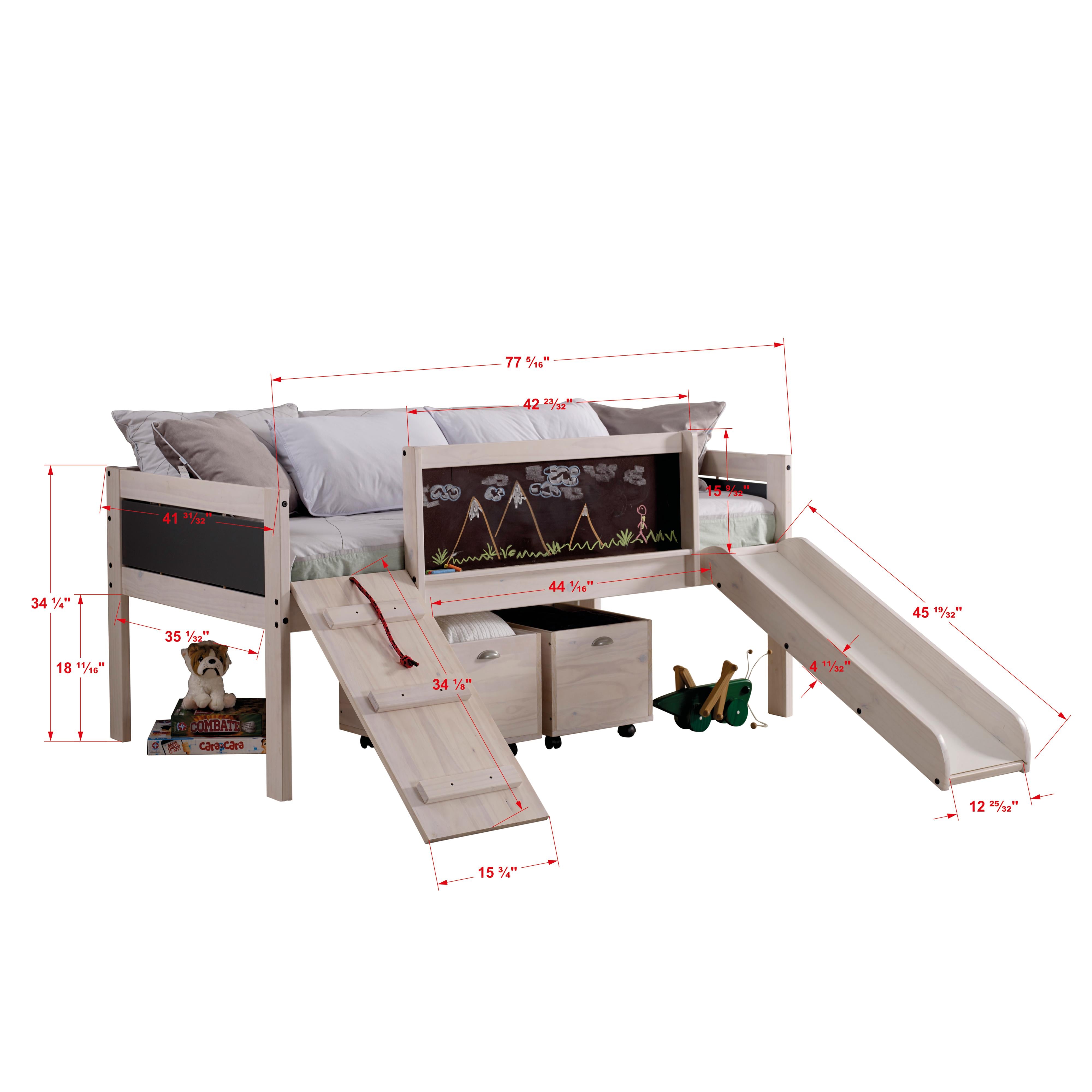  Donco Trading Company Art & Play 3005-TLWWDG_3005C-TLWWDG Twin Junior Low Loft Bed with Toy Boxes - White Wash/Dark Grey IMAGE 4