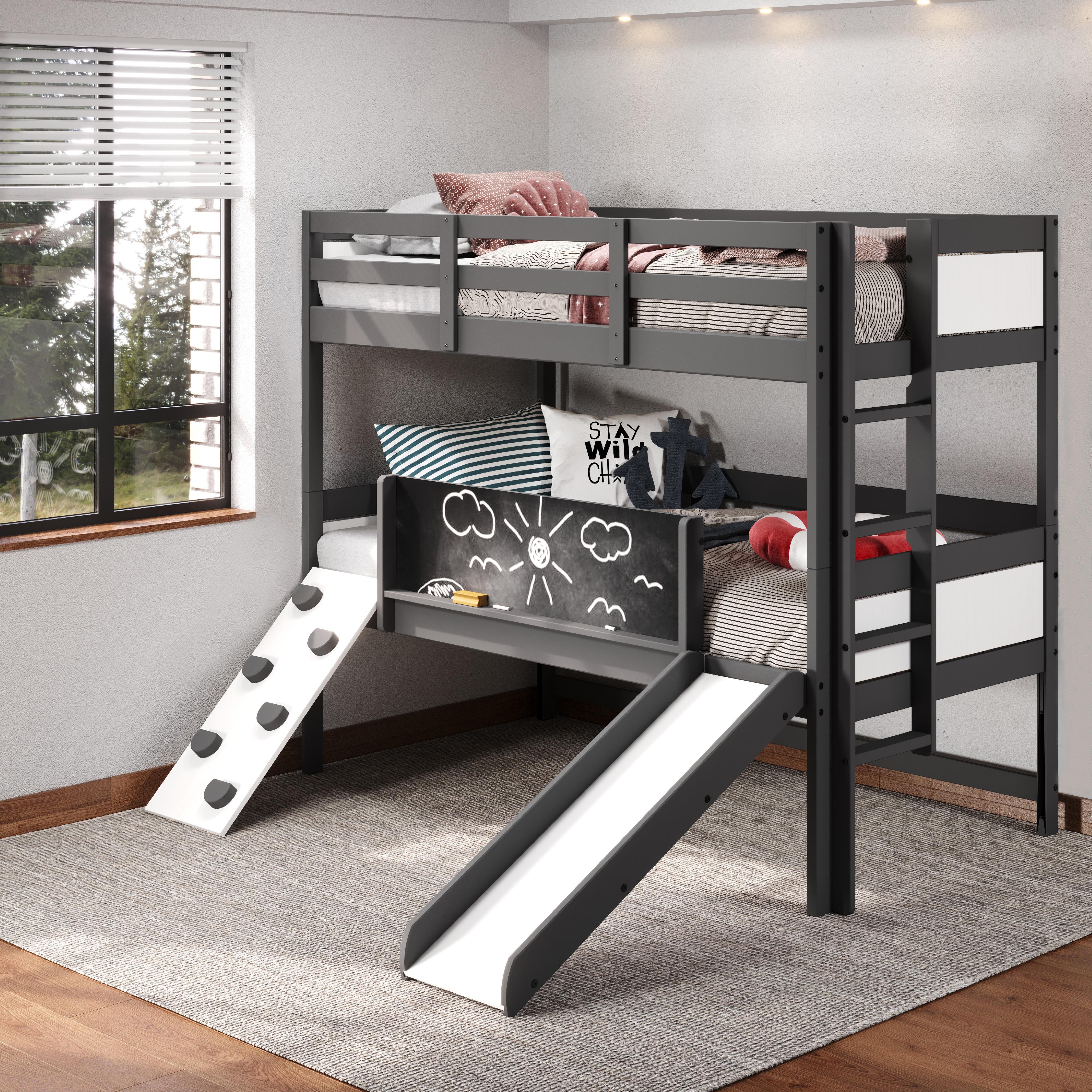  Donco Trading Company Art & Play 3006-TTDG Twin over Twin Bunkbed - Dark Grey IMAGE 2