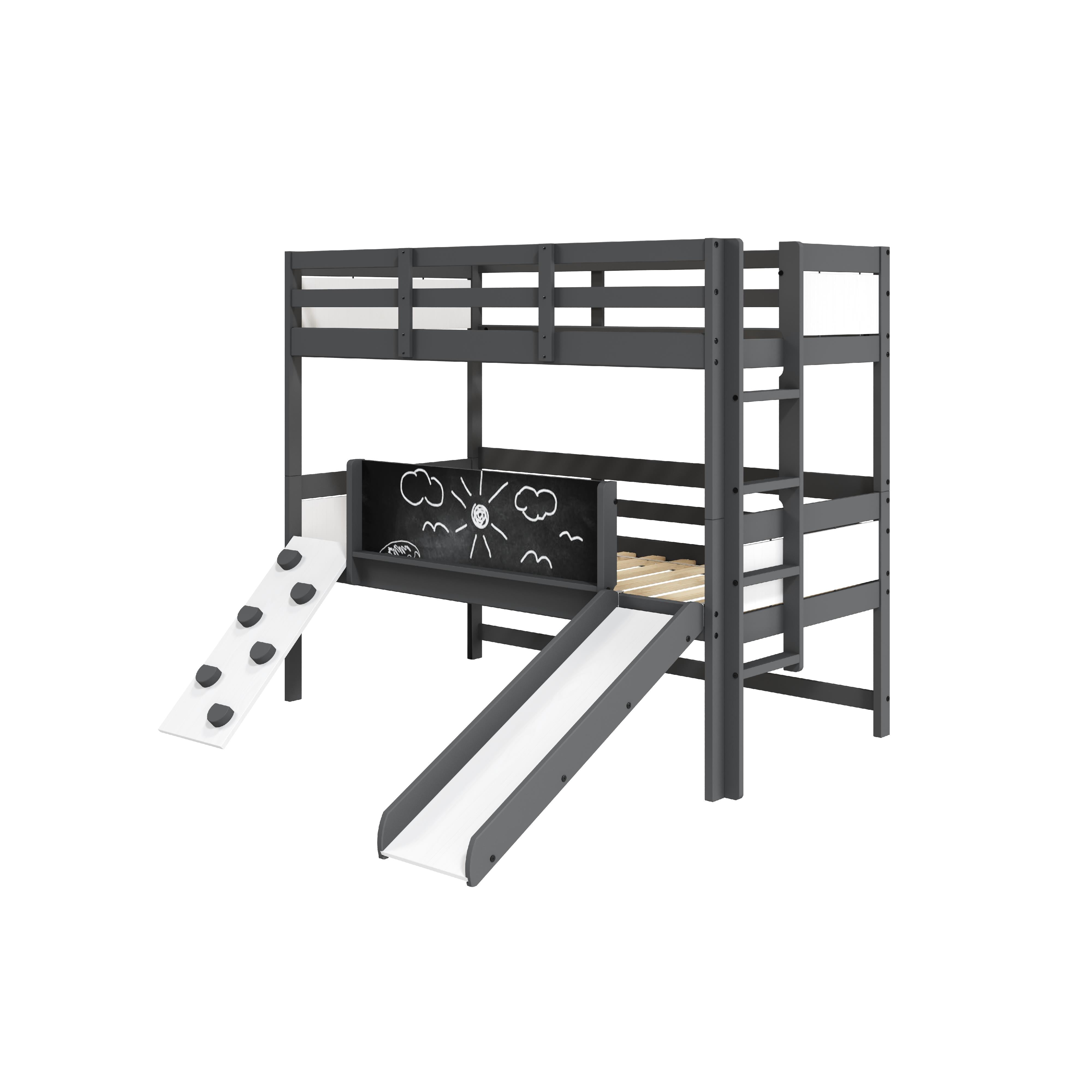  Donco Trading Company Art & Play 3006-TTDG Twin over Twin Bunkbed - Dark Grey IMAGE 4