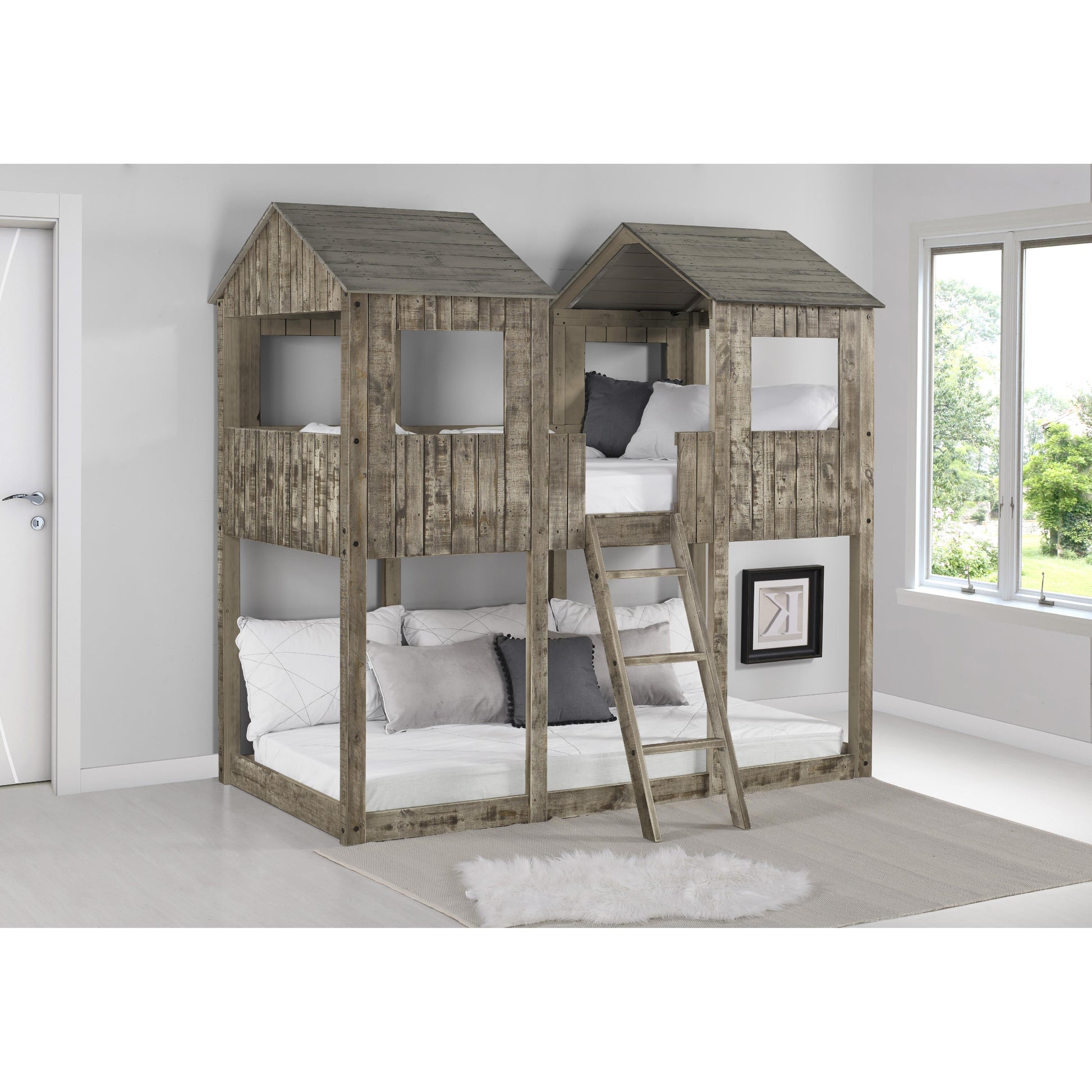  Donco Trading Company Tower 3225-TTRDW Twin over Twin Bunkbed - Rustic Driftwood IMAGE 2