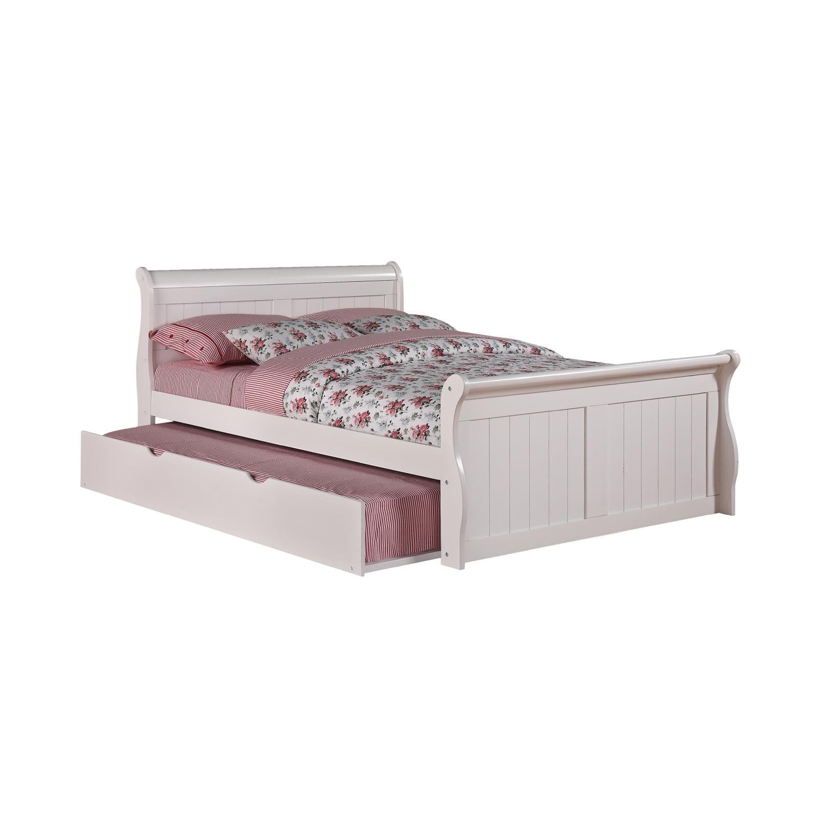  Donco Trading Company 325-FW_503-W Sleigh Full Bed with Twin Trundle - White IMAGE 4
