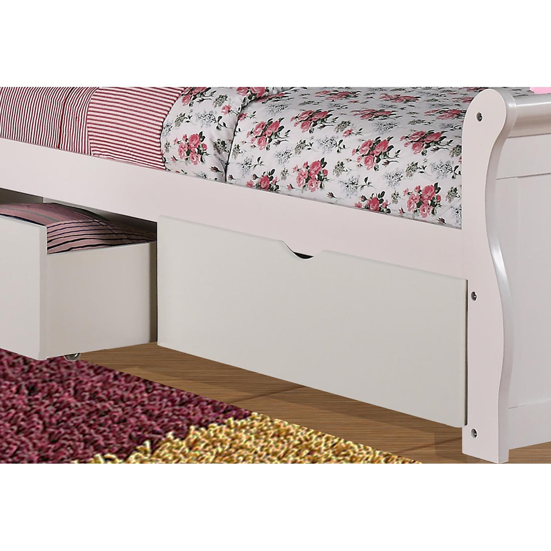  Donco Trading Company 325-FW_505-W Sleigh Full Bed with Drawers - White IMAGE 1
