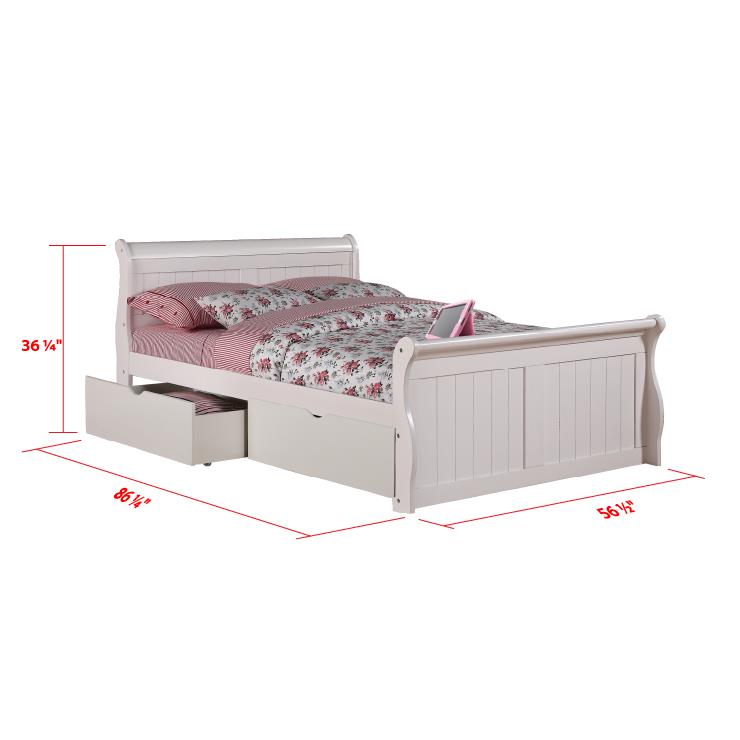  Donco Trading Company 325-FW_505-W Sleigh Full Bed with Drawers - White IMAGE 2