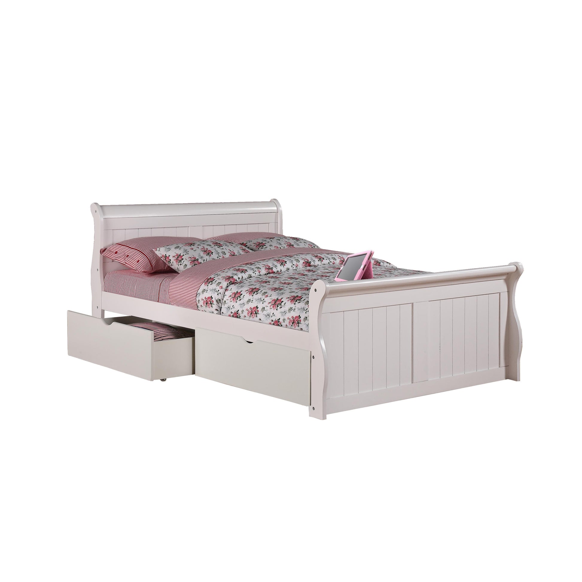  Donco Trading Company 325-FW_505-W Sleigh Full Bed with Drawers - White IMAGE 4
