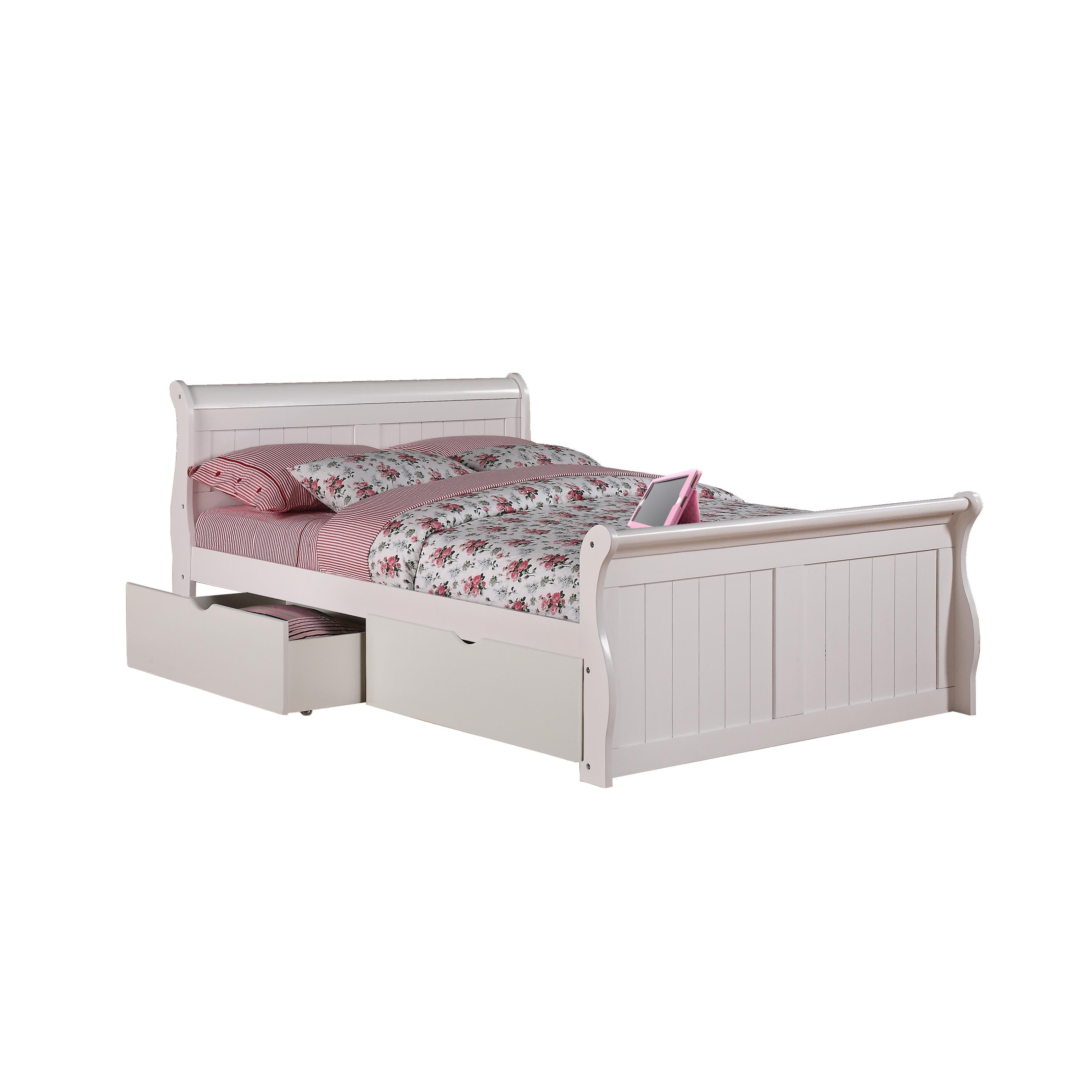  Donco Trading Company 325-FW_505-W Sleigh Full Bed with Drawers - White IMAGE 4