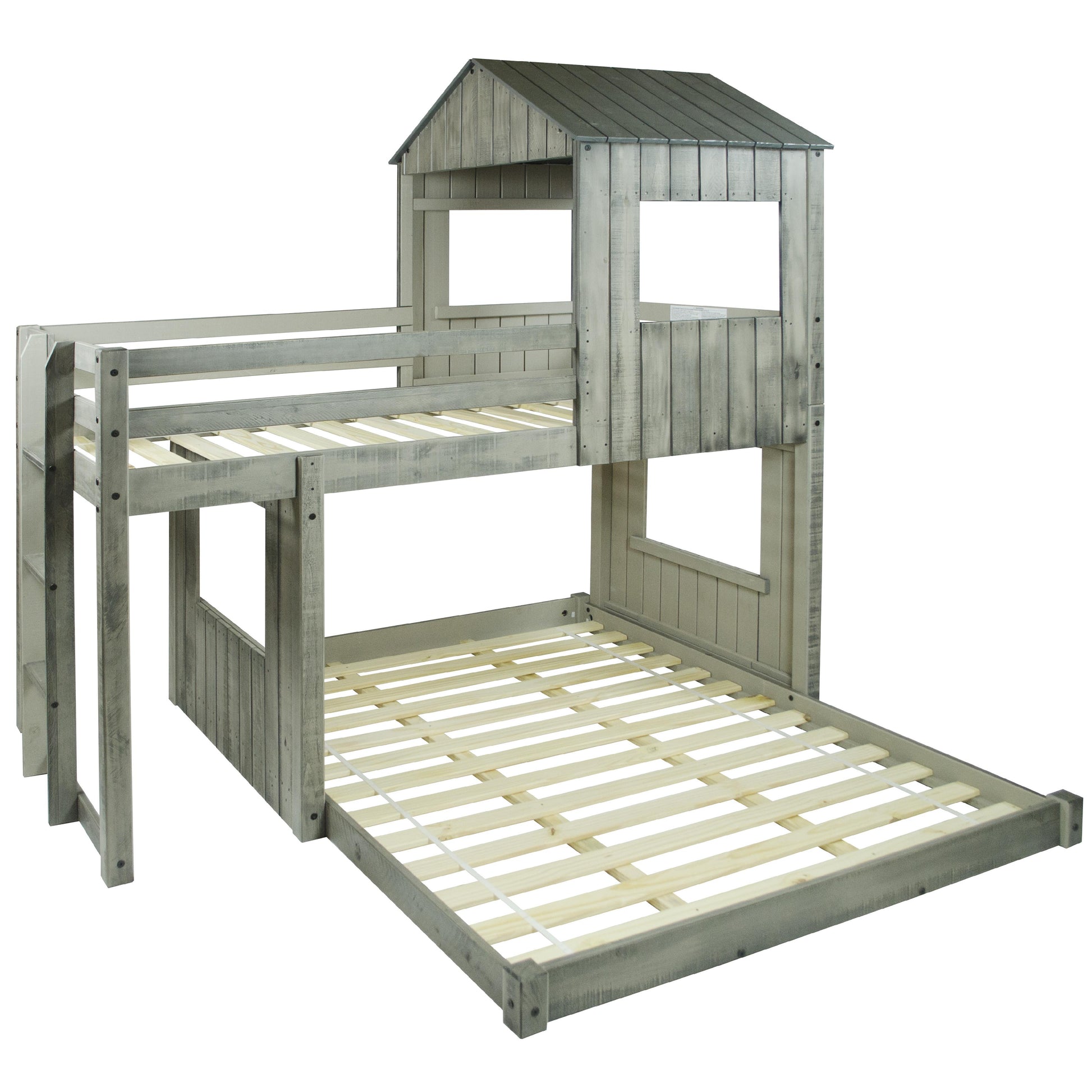  Donco Trading Company Campsite 3344-TFRDG Twin over Full Loft Bunkbed - Rustic Grey IMAGE 4