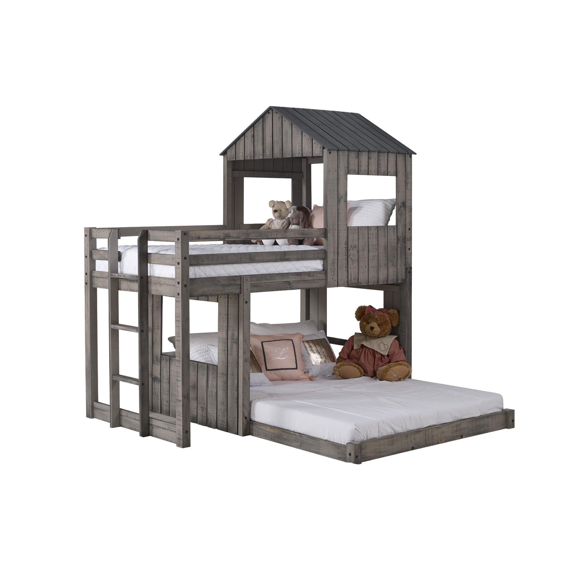  Donco Trading Company Campsite 3344-TFRDG Twin over Full Loft Bunkbed - Rustic Grey IMAGE 6