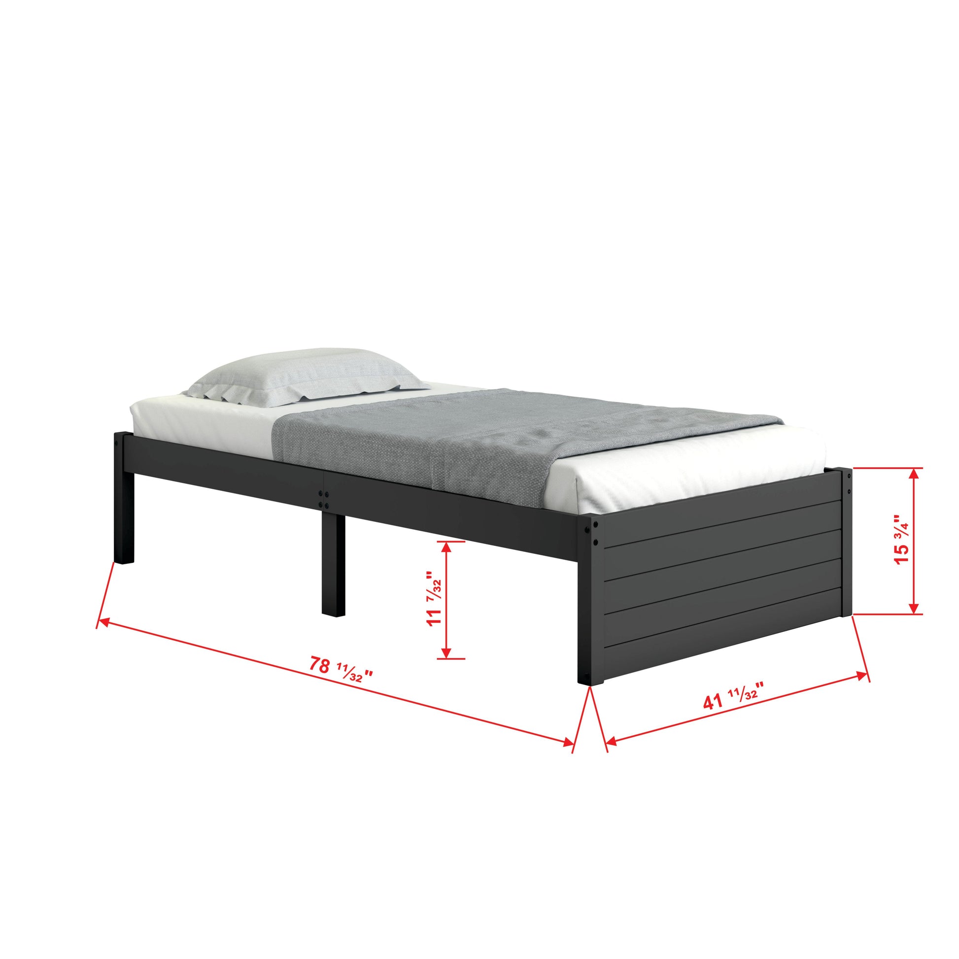  Donco Trading Company Super Flat 400-TDG Modern Twin Platform Bed - Dark Grey IMAGE 3