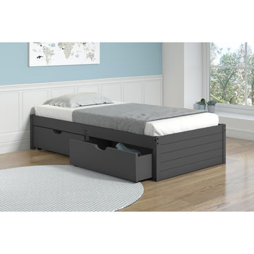  Donco Trading Company Super Flat 400-TDG_505-DG Modern Twin Platform Bed with Drawers - Dark Grey IMAGE 1